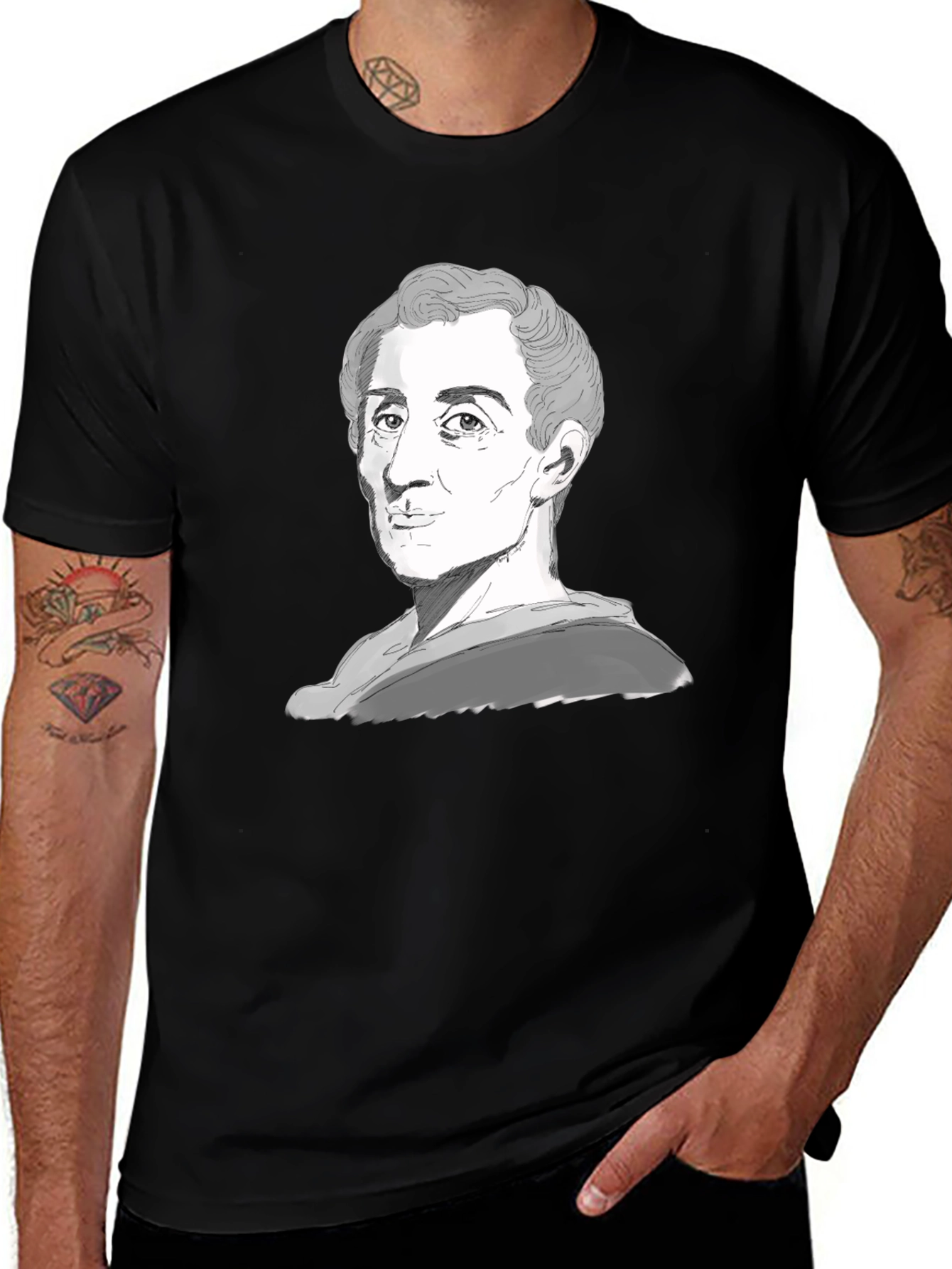 Montesquieu Portrait Graphic Tee - Black T-Shirt