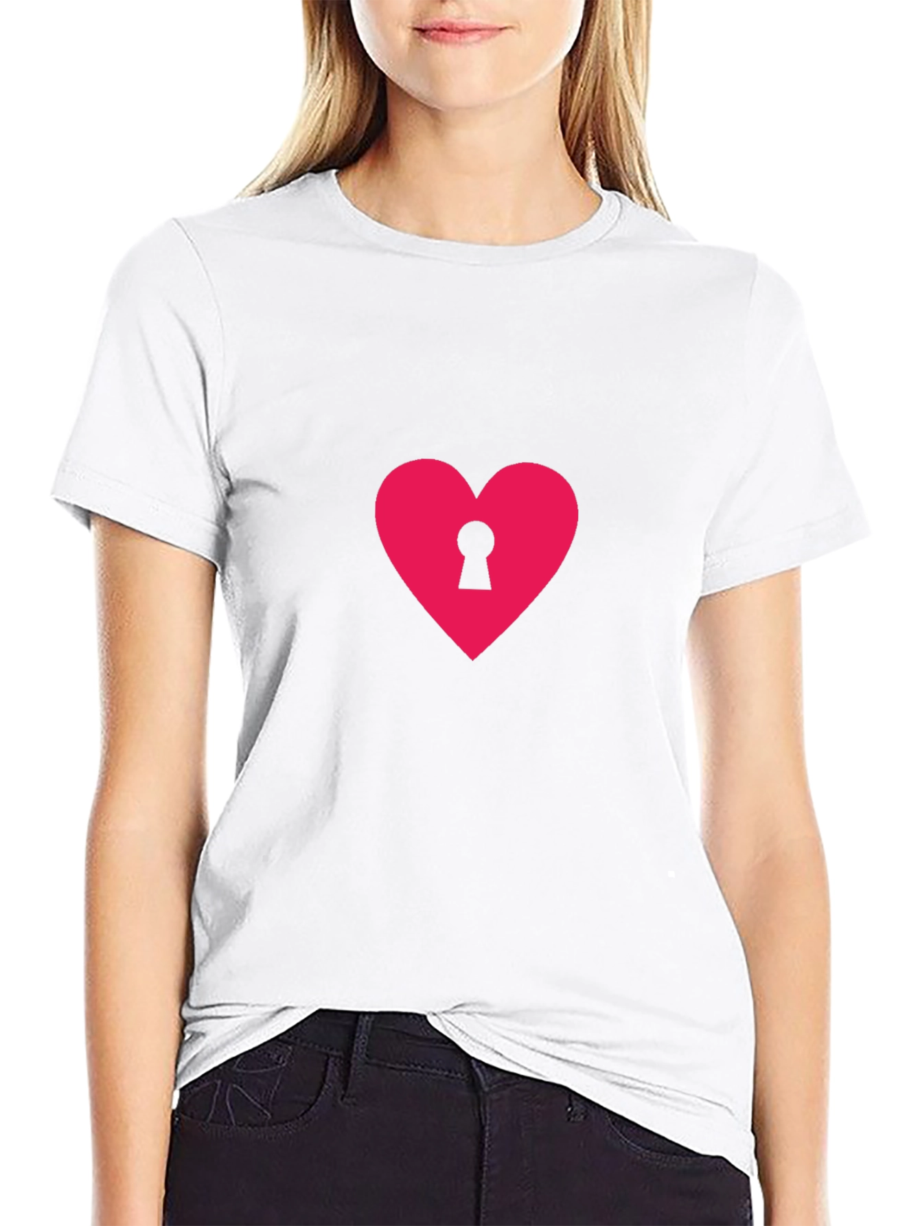 Heart Lock T-Shirt - Black Casual Tee