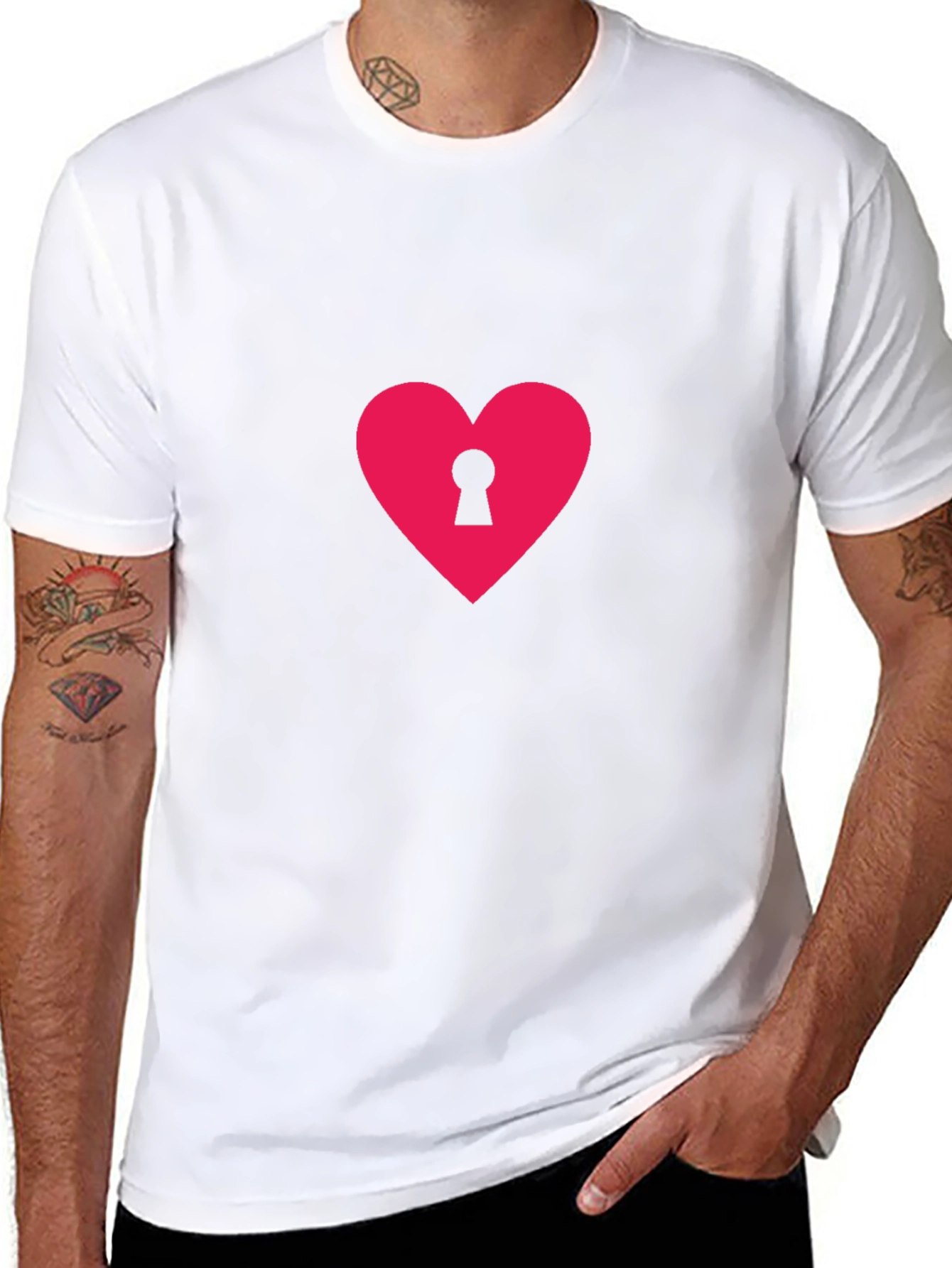 Heart Lock T-Shirt - Black Casual Tee