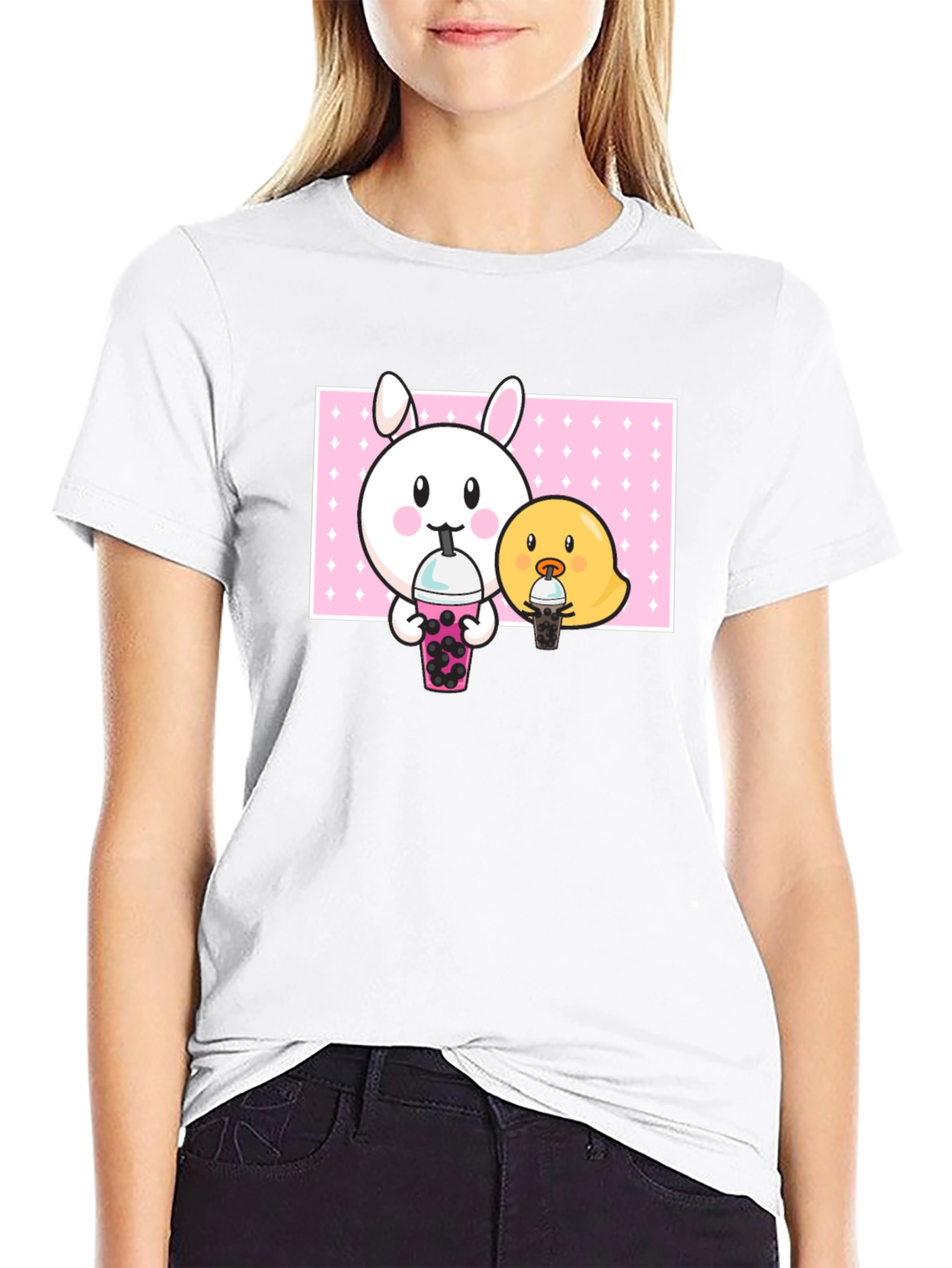 Cute Bunny and Chick Boba T-Shirt