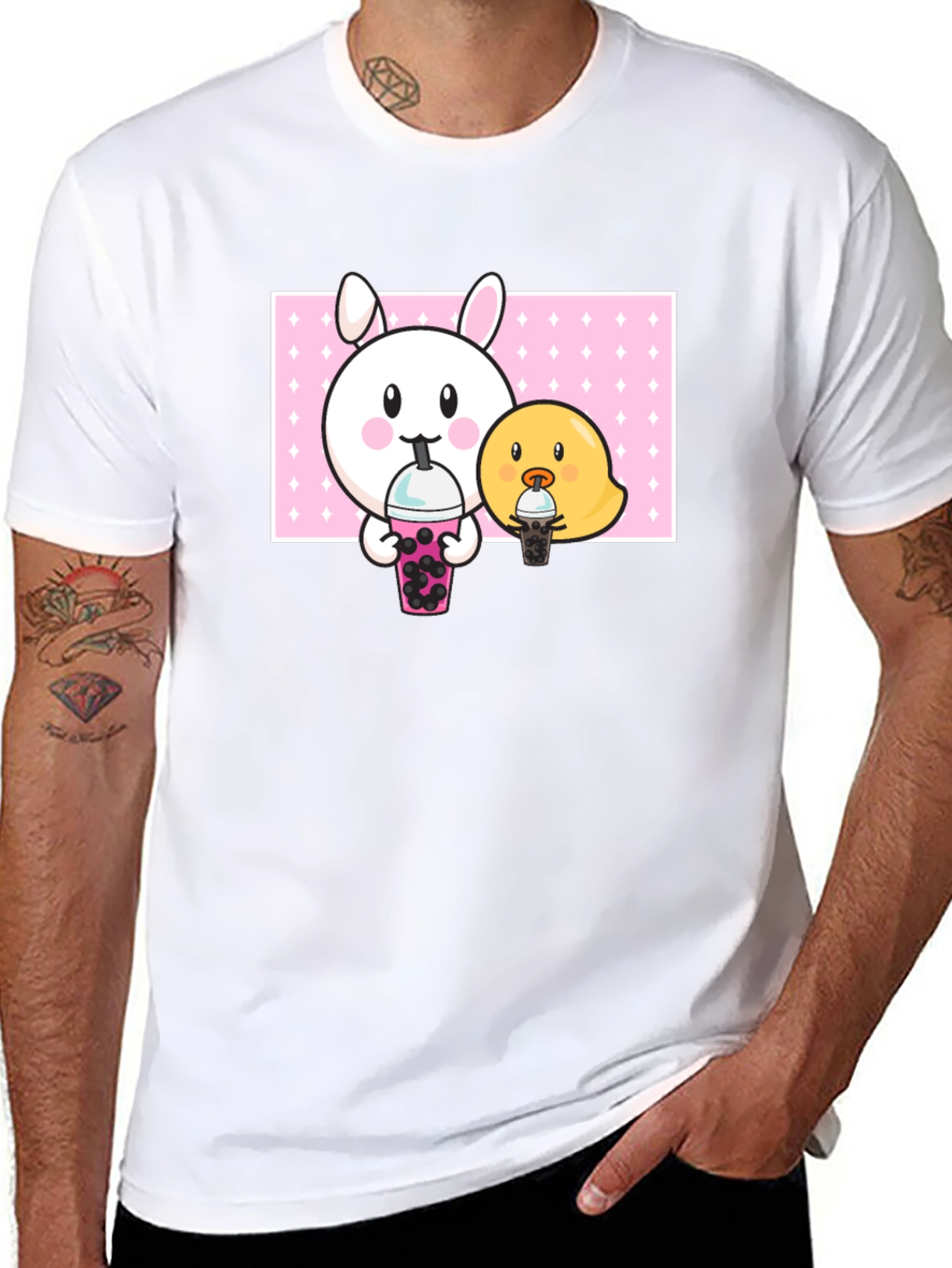 Cute Bunny and Chick Boba T-Shirt