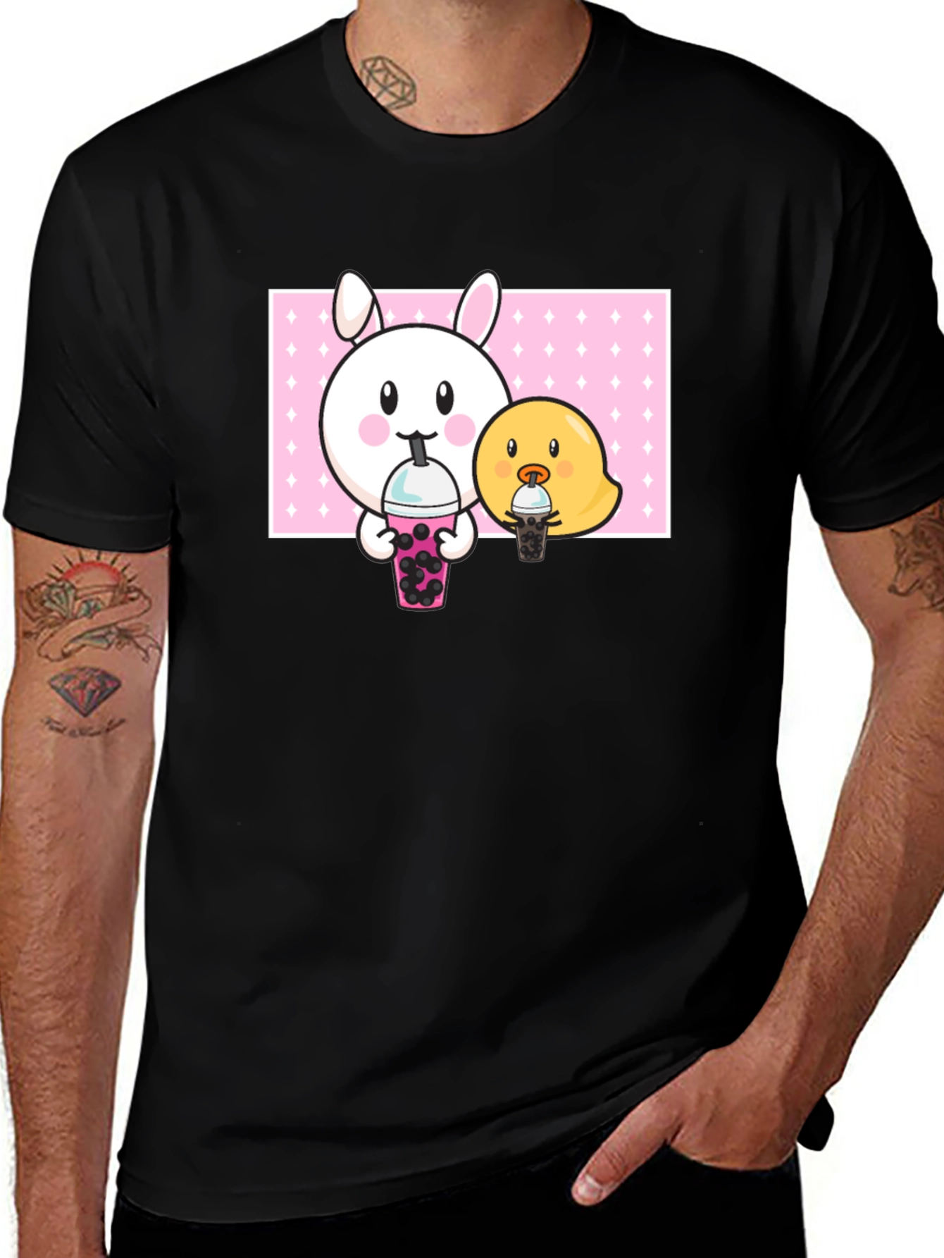 Cute Bunny and Chick Boba T-Shirt