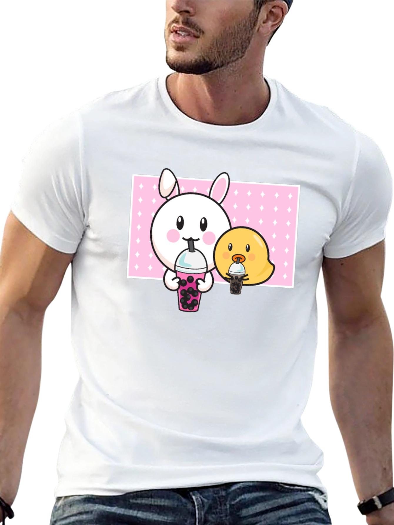 Cute Bunny and Chick Boba T-Shirt