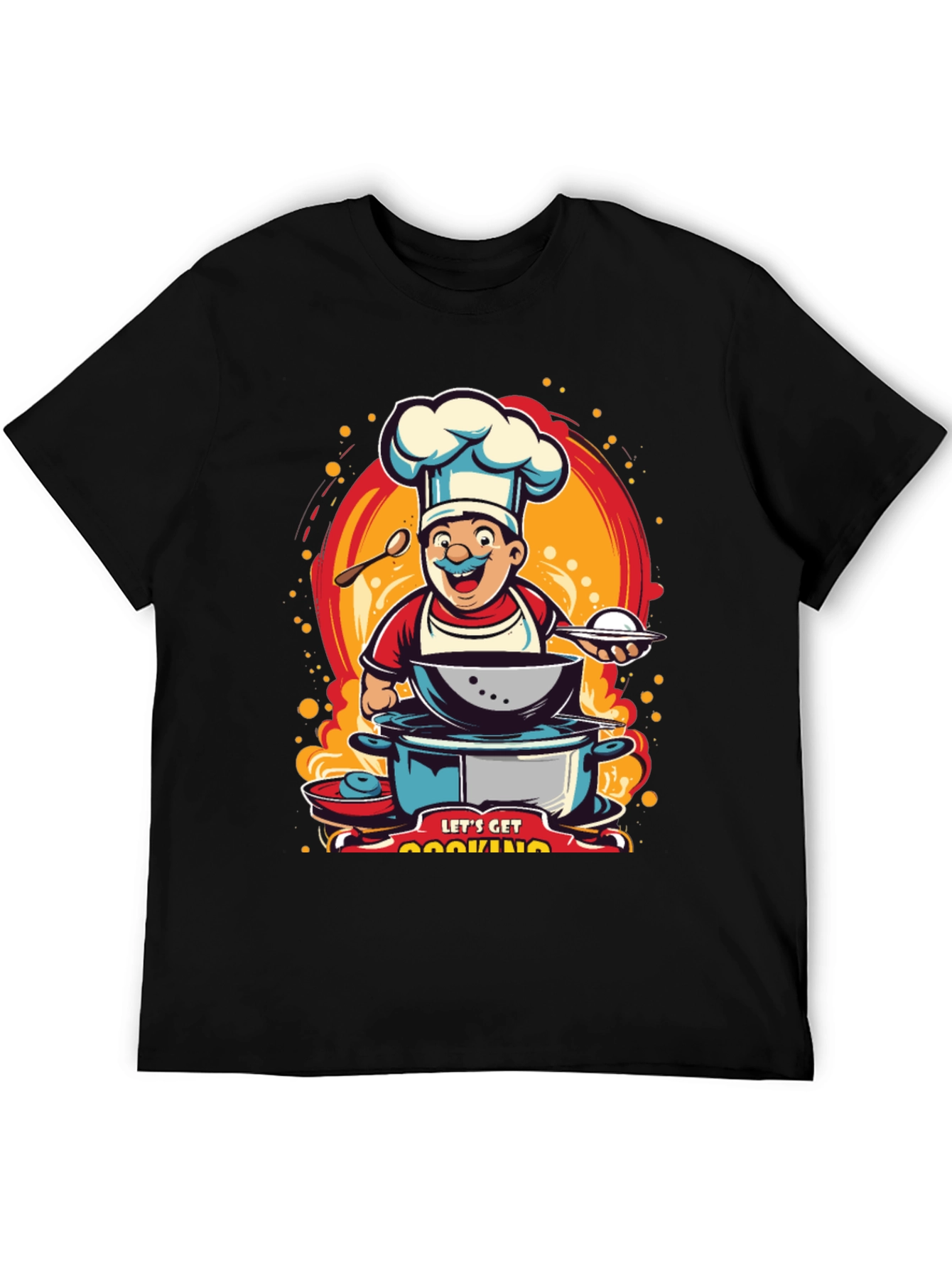 Lets Get Cooking T-Shirt - Chef Cartoon Design