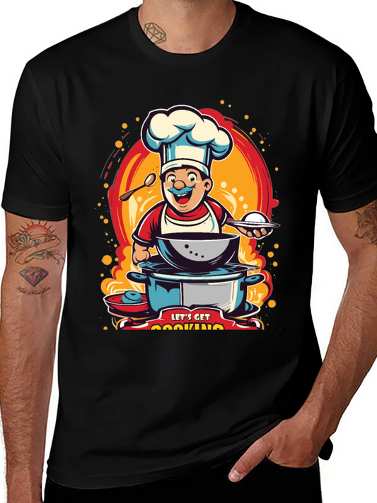 Lets Get Cooking T-Shirt - Chef Cartoon Design