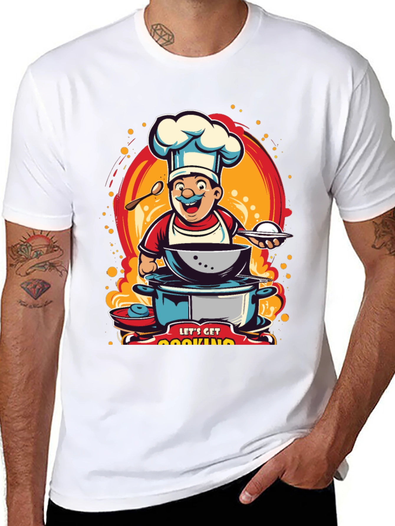 Lets Get Cooking T-Shirt - Chef Cartoon Design