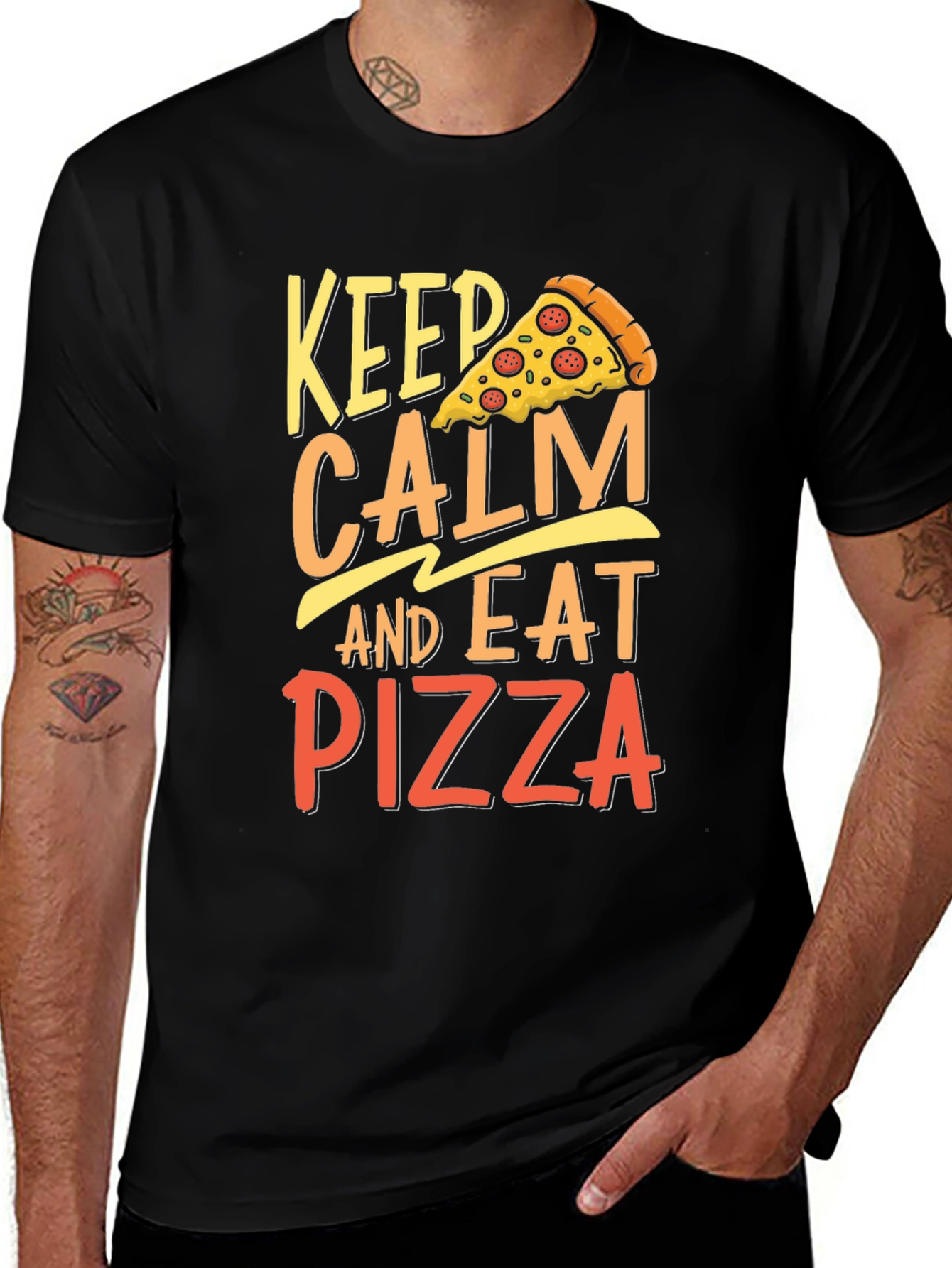 Keep Calm Eat Pizza T-Shirt - Funny Foodie Tee