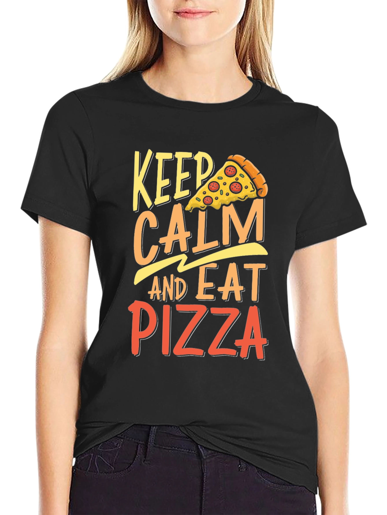 Keep Calm Eat Pizza T-Shirt - Funny Foodie Tee
