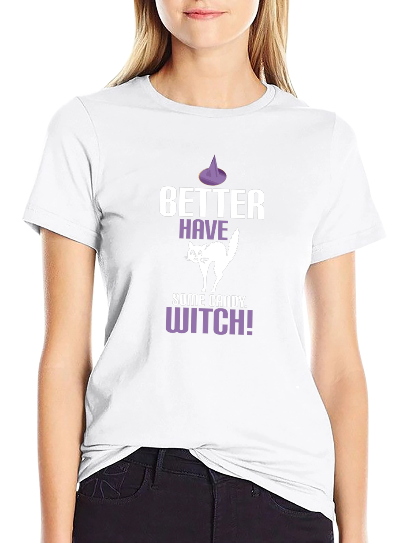 Halloween Cat Candy Witch Graphic T-Shirt
