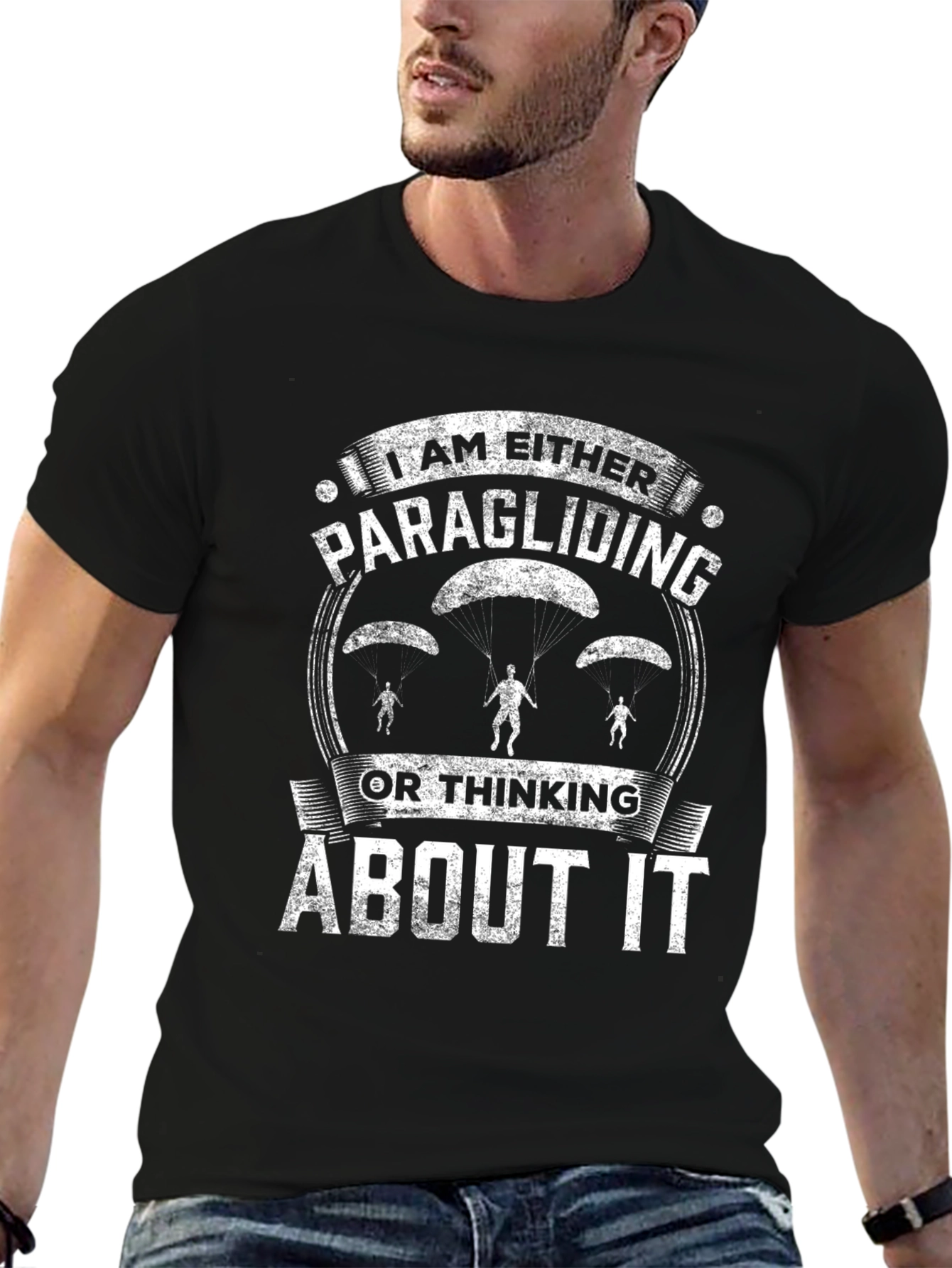Paragliding Graphic T-Shirt - Black