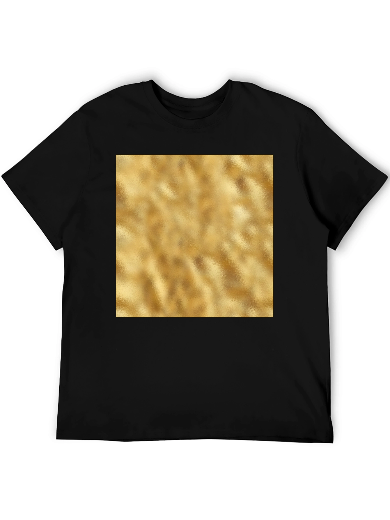 Modern Black T-Shirt with Gold Texture Print