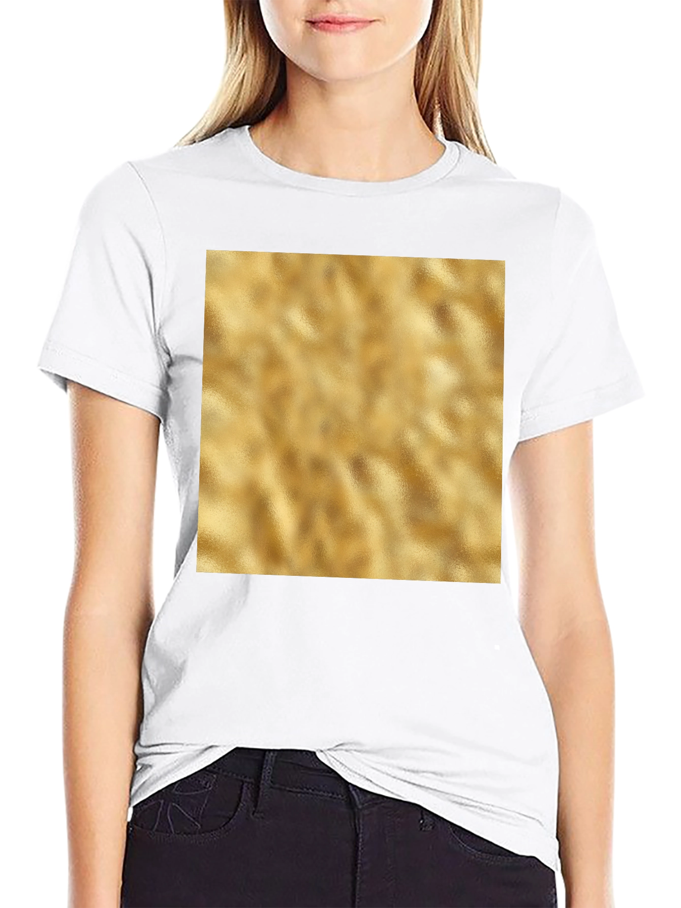 Modern Black T-Shirt with Gold Texture Print