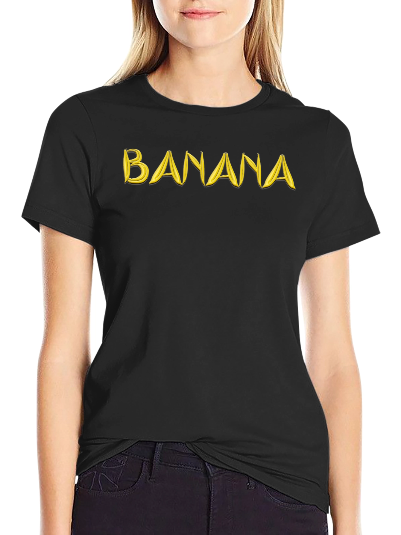 Banana Fruit Graphic T-Shirt - Black Cotton Tee
