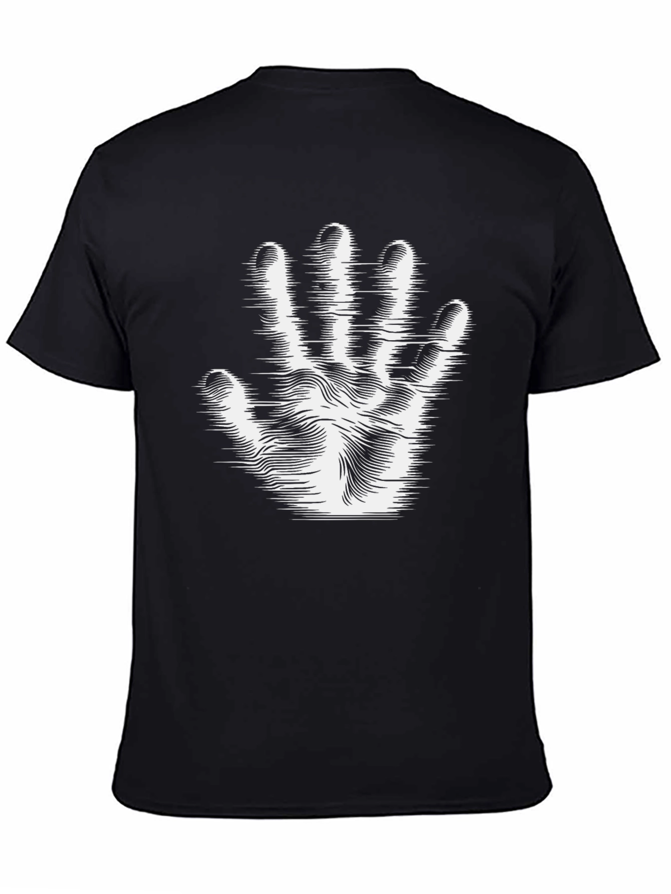Optical Illusion Hand Print Black T-Shirt
