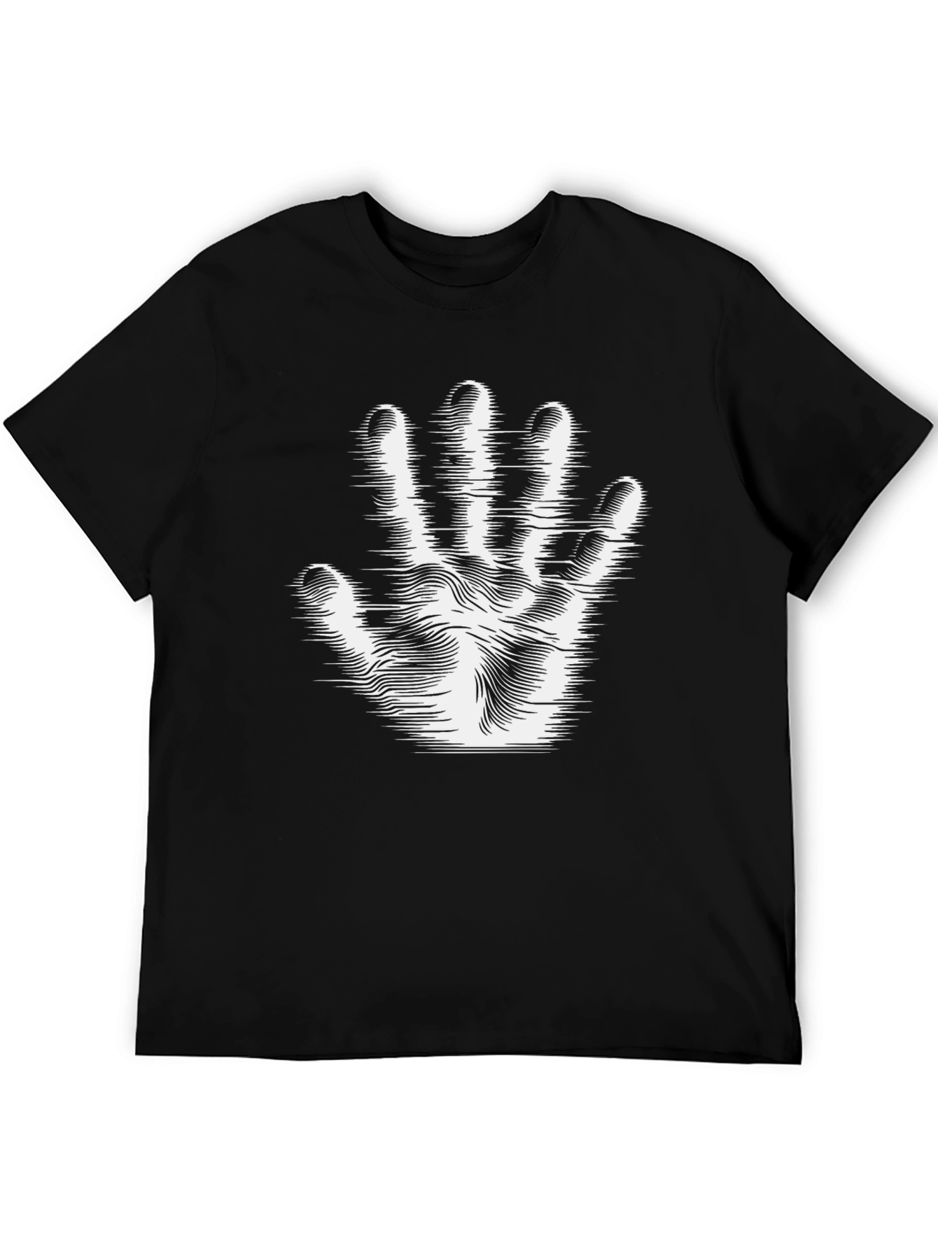 Optical Illusion Hand Print Black T-Shirt