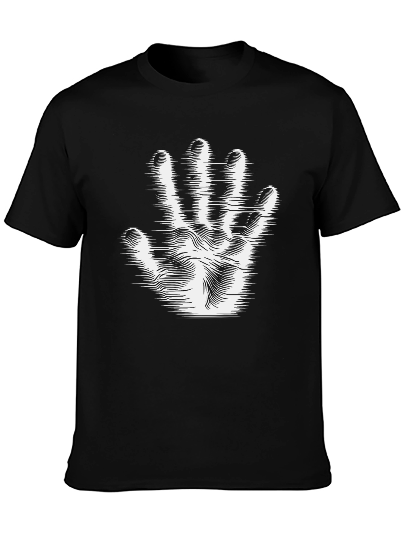 Optical Illusion Hand Print Black T-Shirt