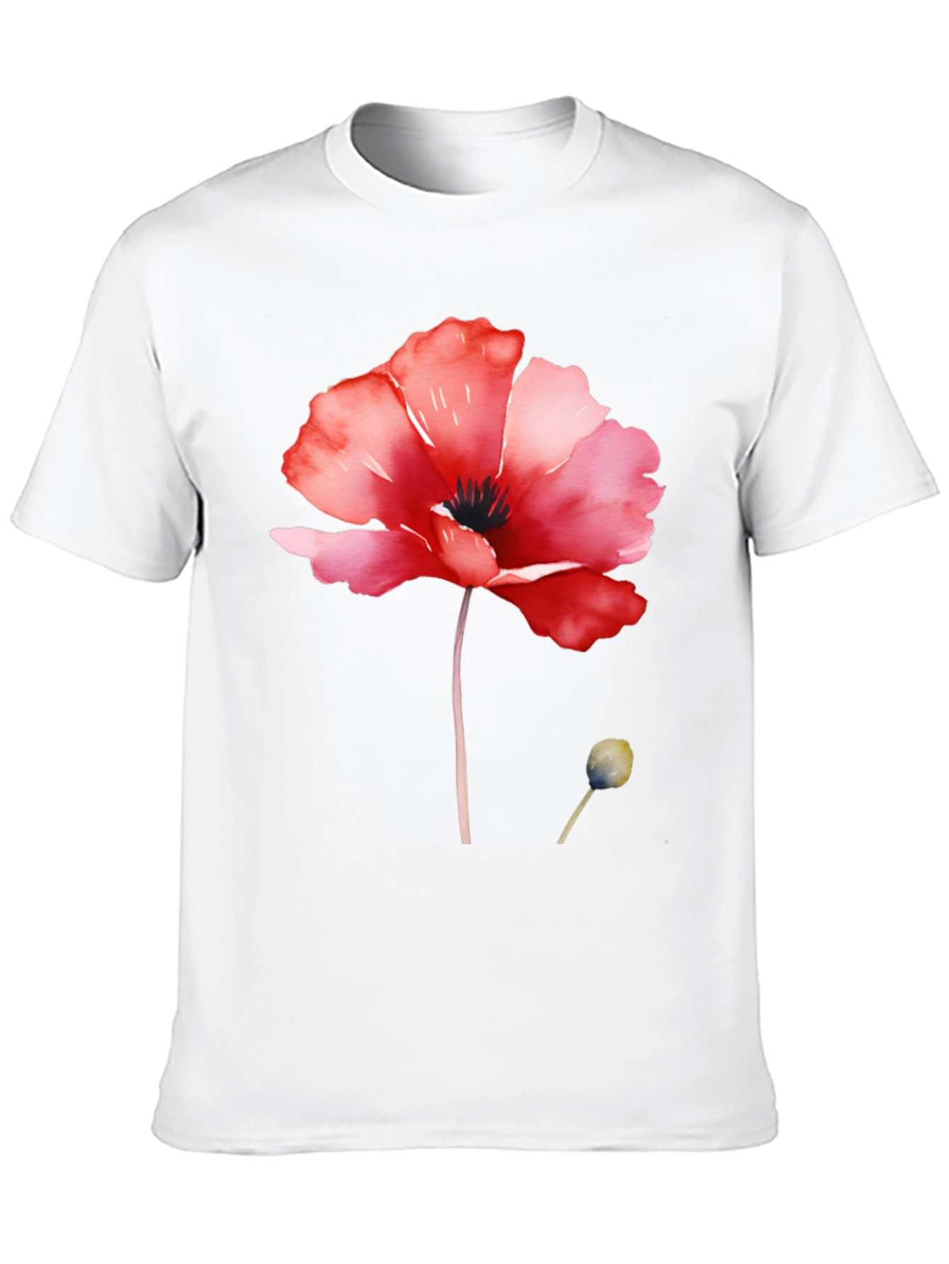 Floral Poppy T-Shirt - Black Cotton Tee