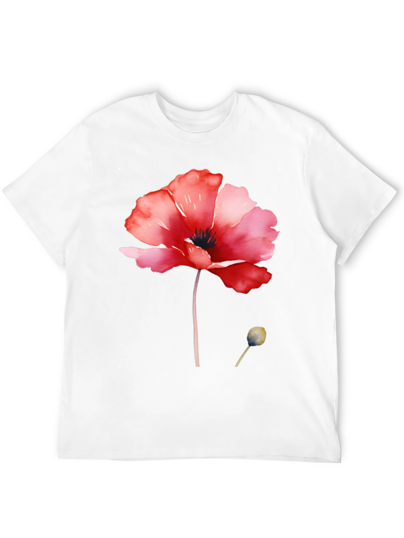 Floral Poppy T-Shirt - Black Cotton Tee