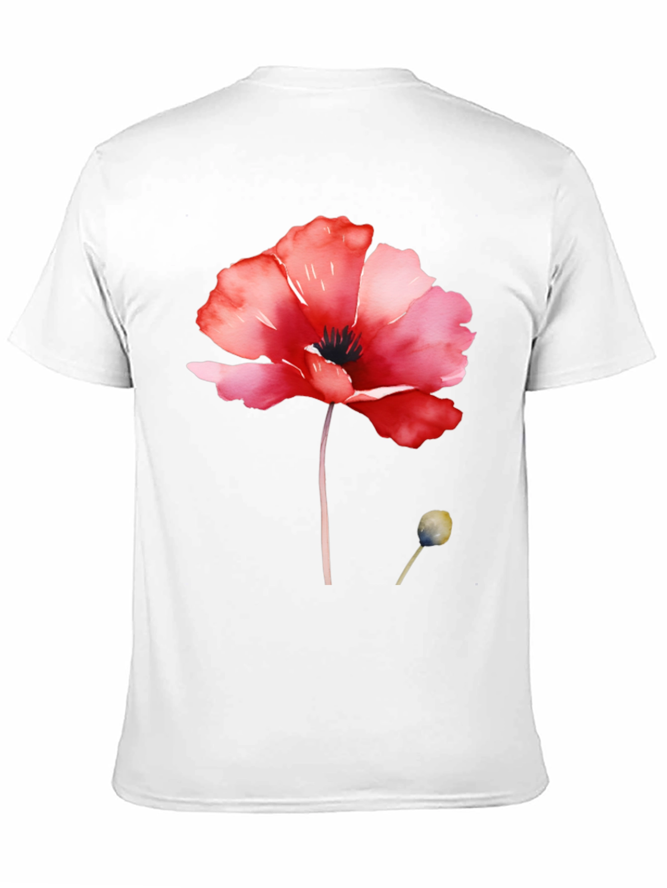 Floral Poppy T-Shirt - Black Cotton Tee