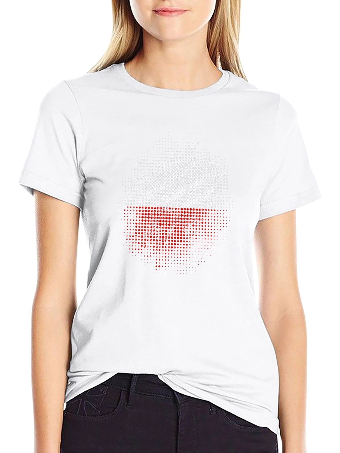 Poland Flag Dot Matrix T-Shirt - Black Casual Tee