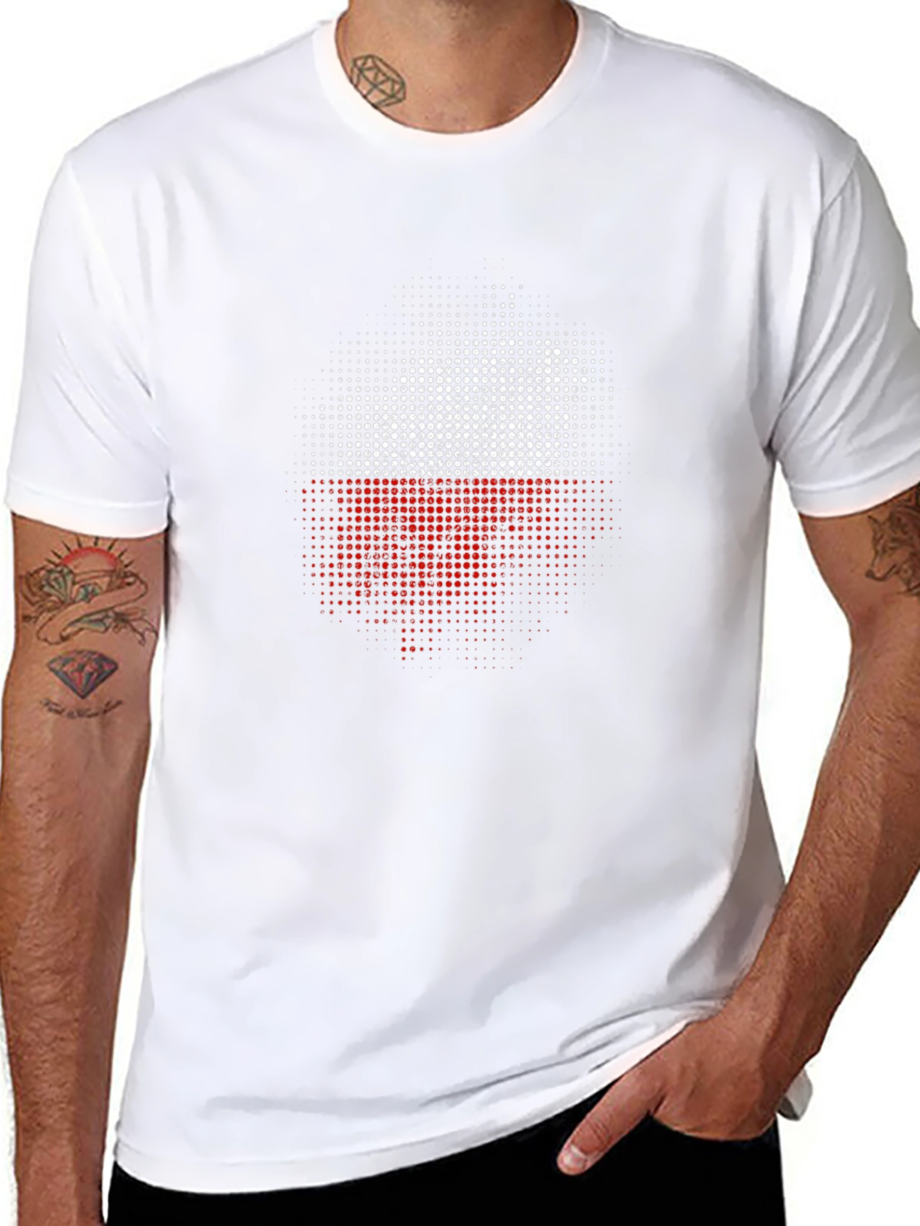 Poland Flag Dot Matrix T-Shirt - Black Casual Tee