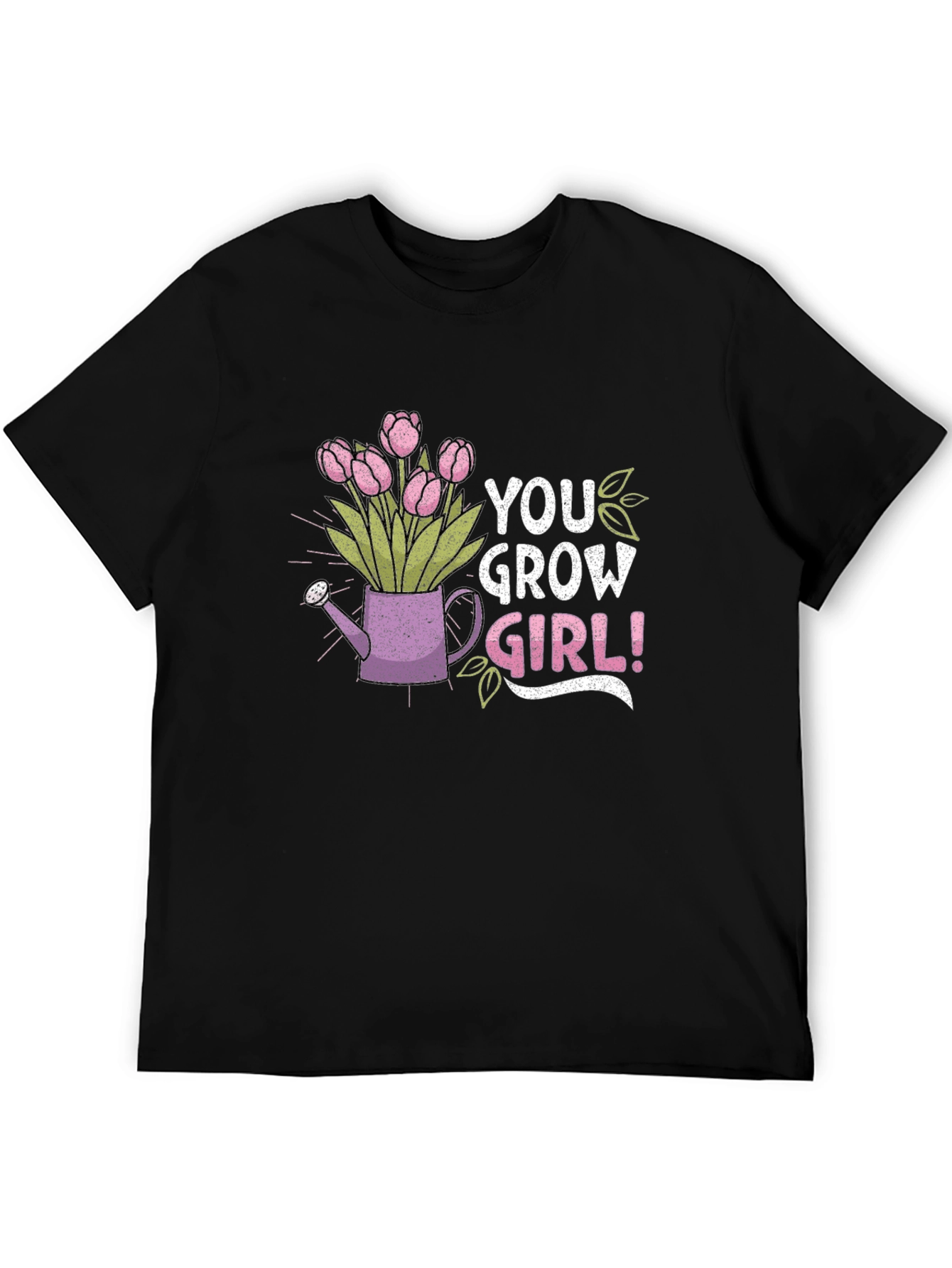 You Grow Girl T-Shirt Black Cotton