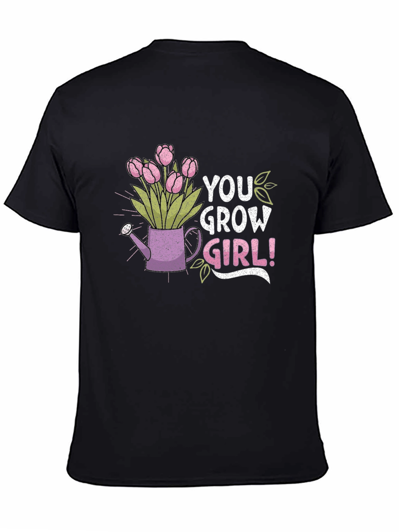 You Grow Girl T-Shirt Black Cotton