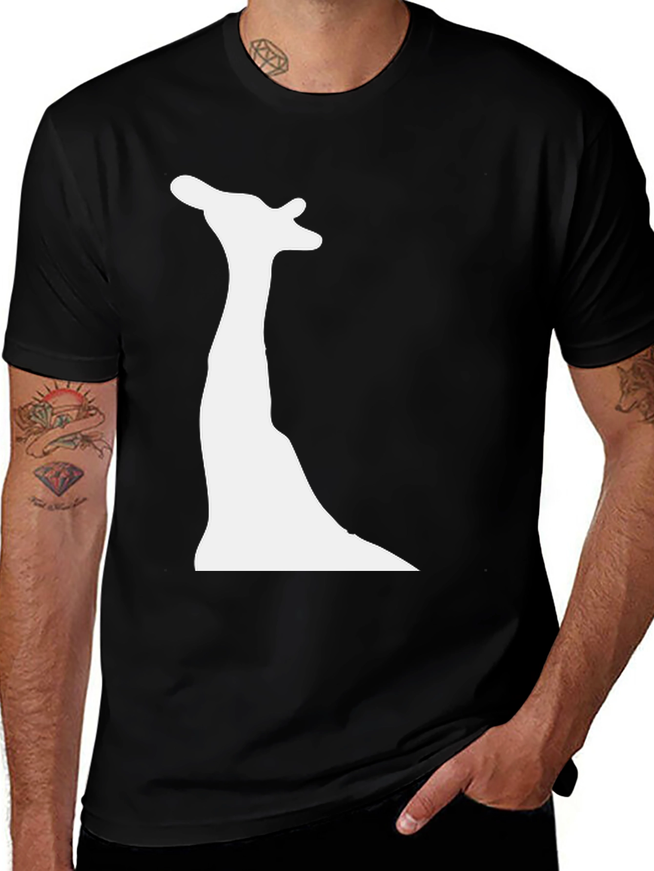 Modern Giraffe Silhouette Black Tee