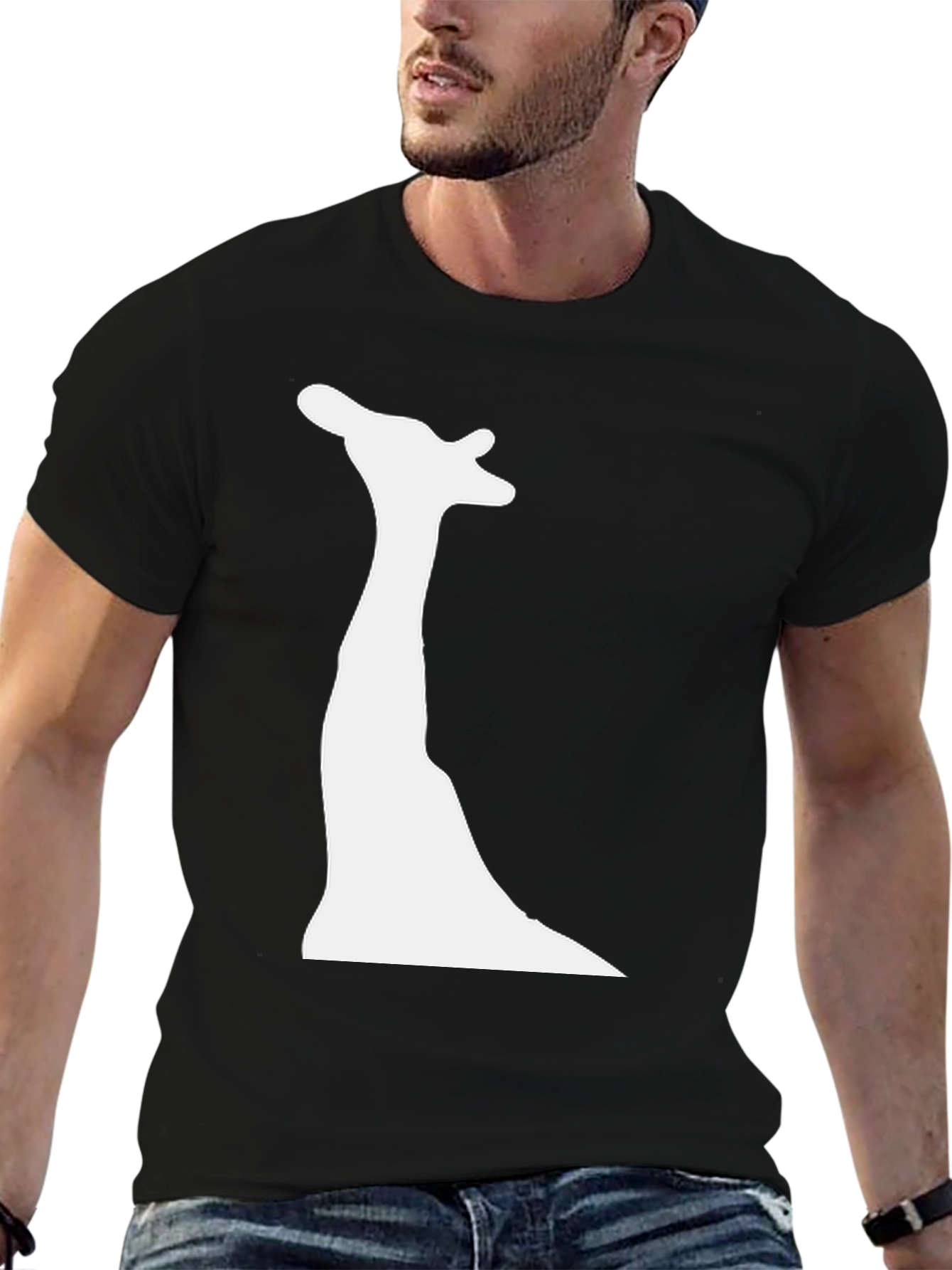 Modern Giraffe Silhouette Black Tee