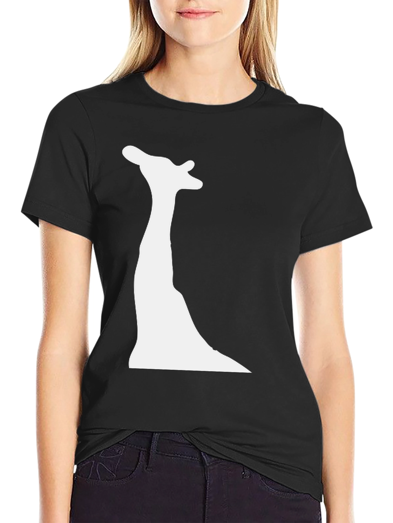 Modern Giraffe Silhouette Black Tee
