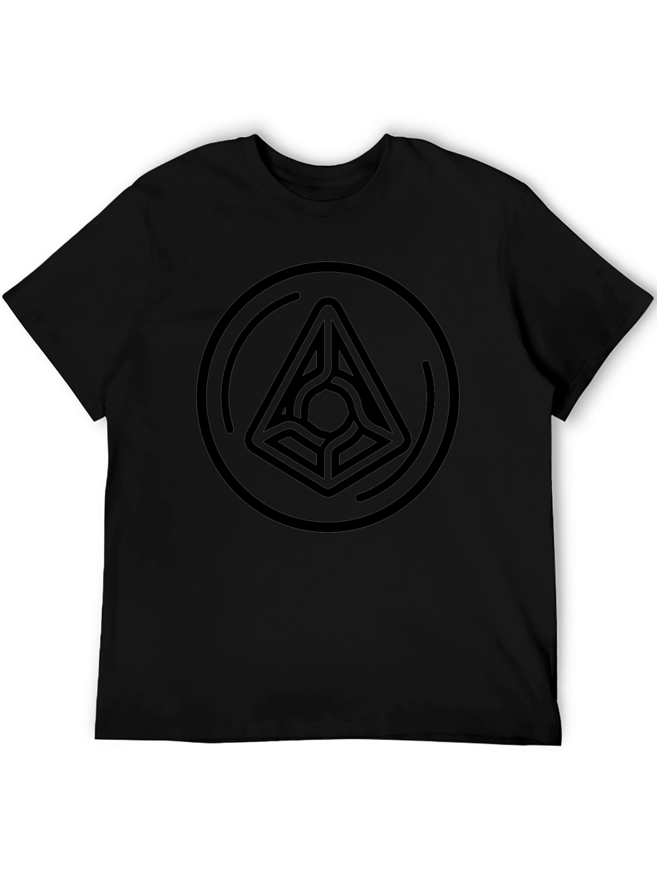Geometric Circle Triangle T-Shirt - Stylish Black Tee