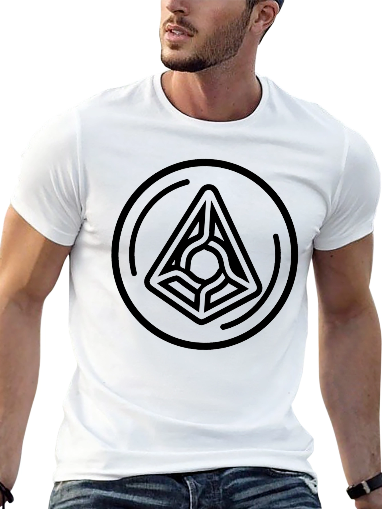 Geometric Circle Triangle T-Shirt - Stylish Black Tee
