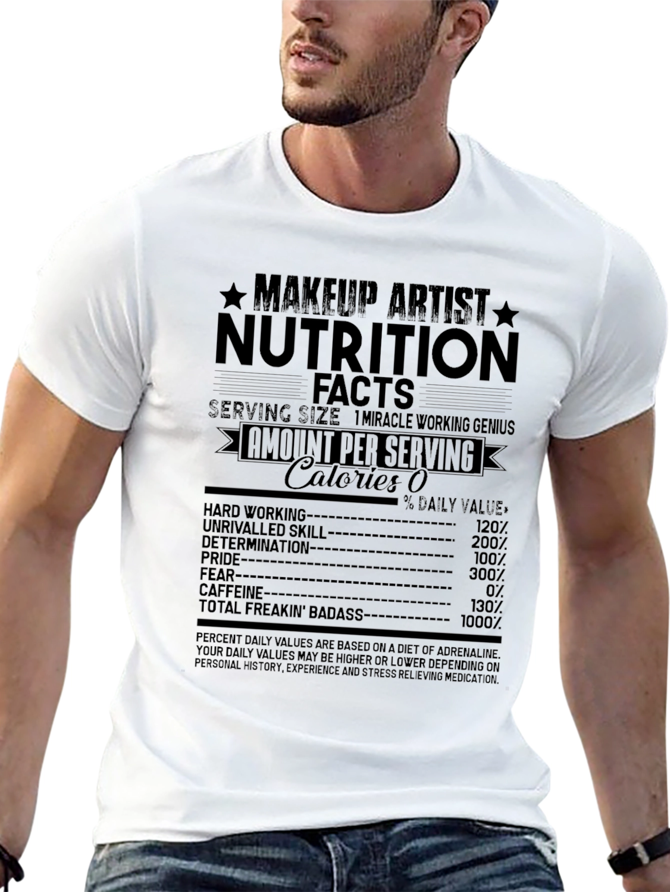 Makeup Artist Nutrition Facts Black T-Shirt