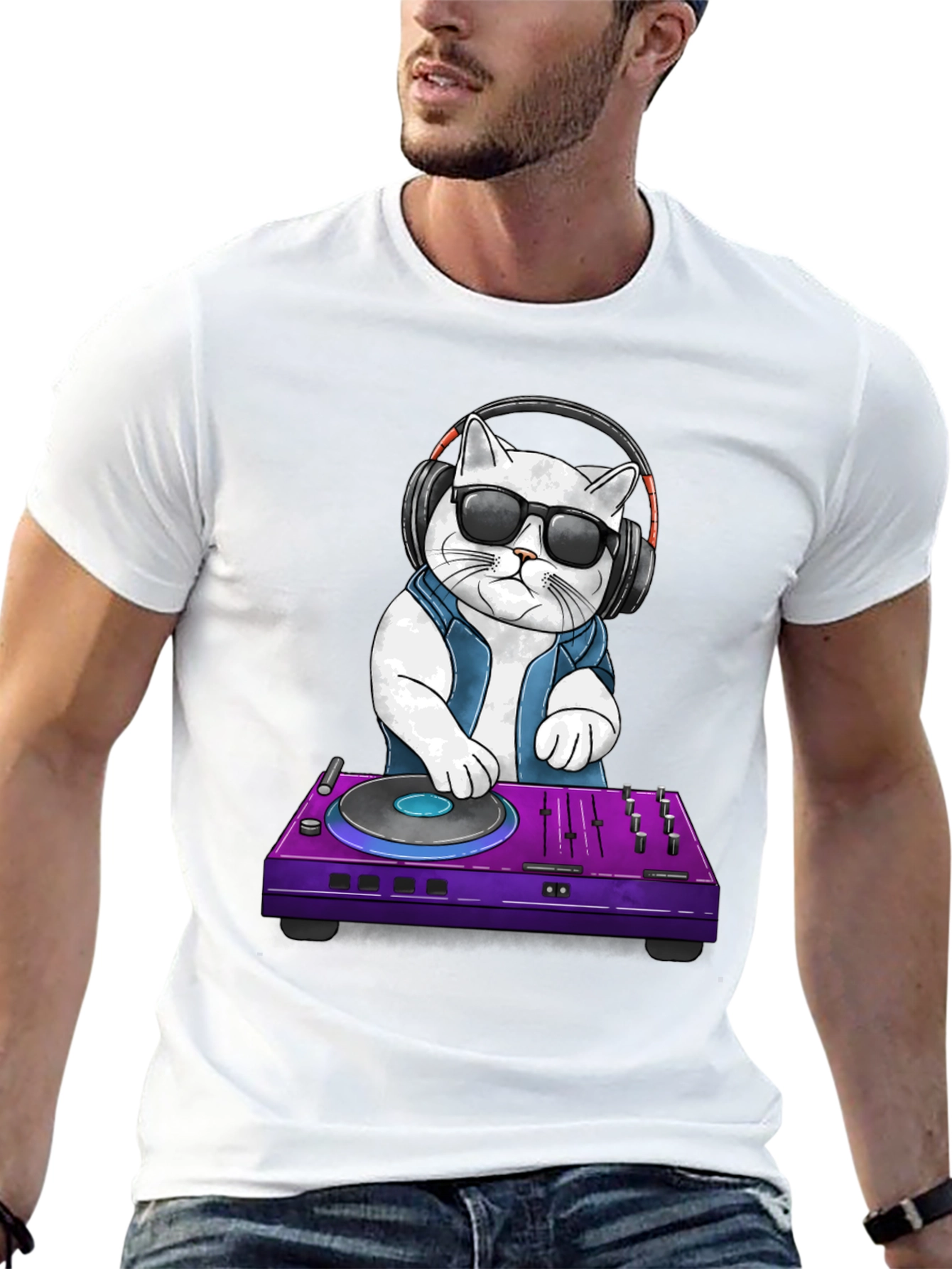 DJ Cat T-Shirt: Cool Cat with Headphones
