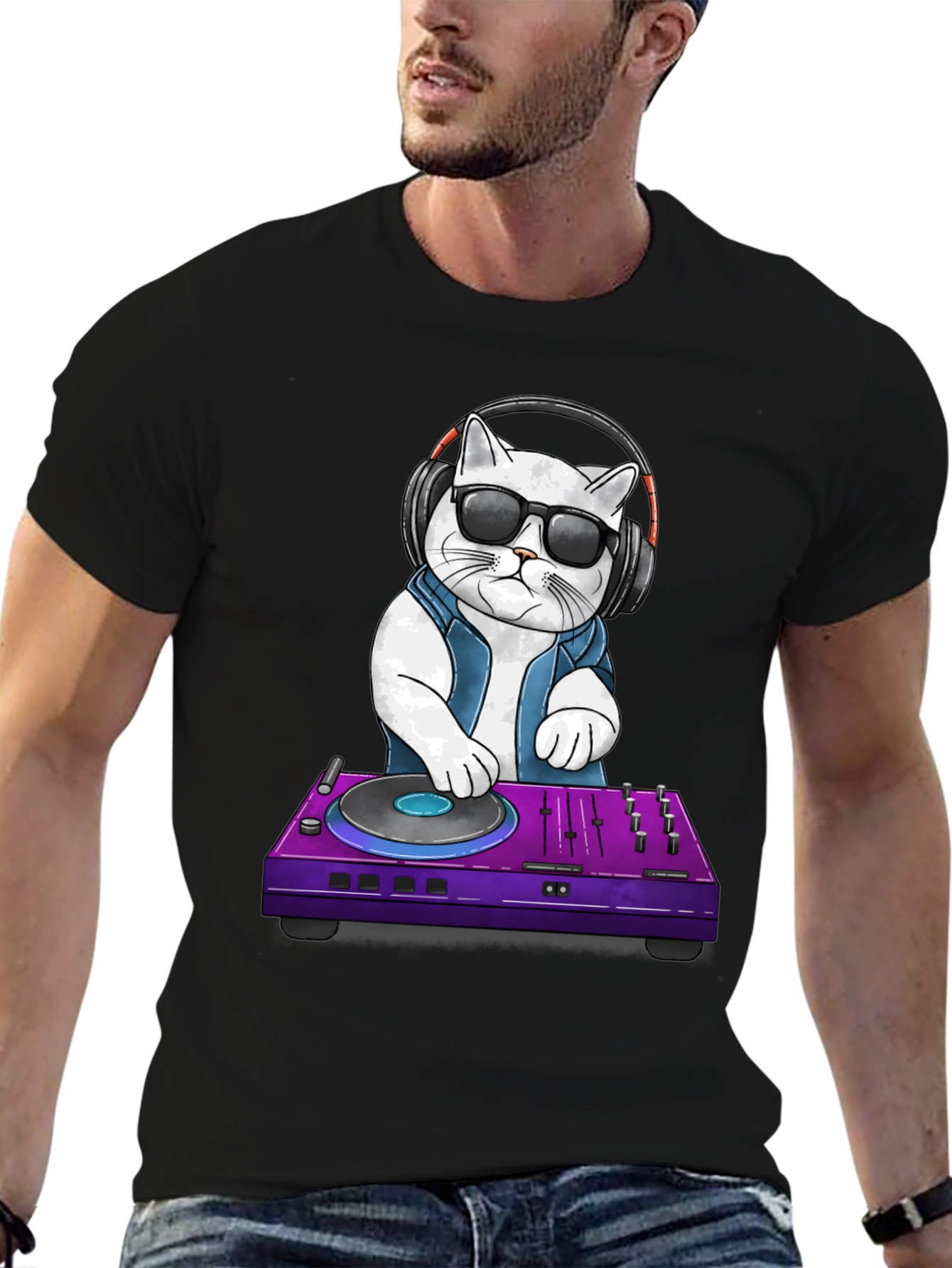 DJ Cat T-Shirt: Cool Cat with Headphones