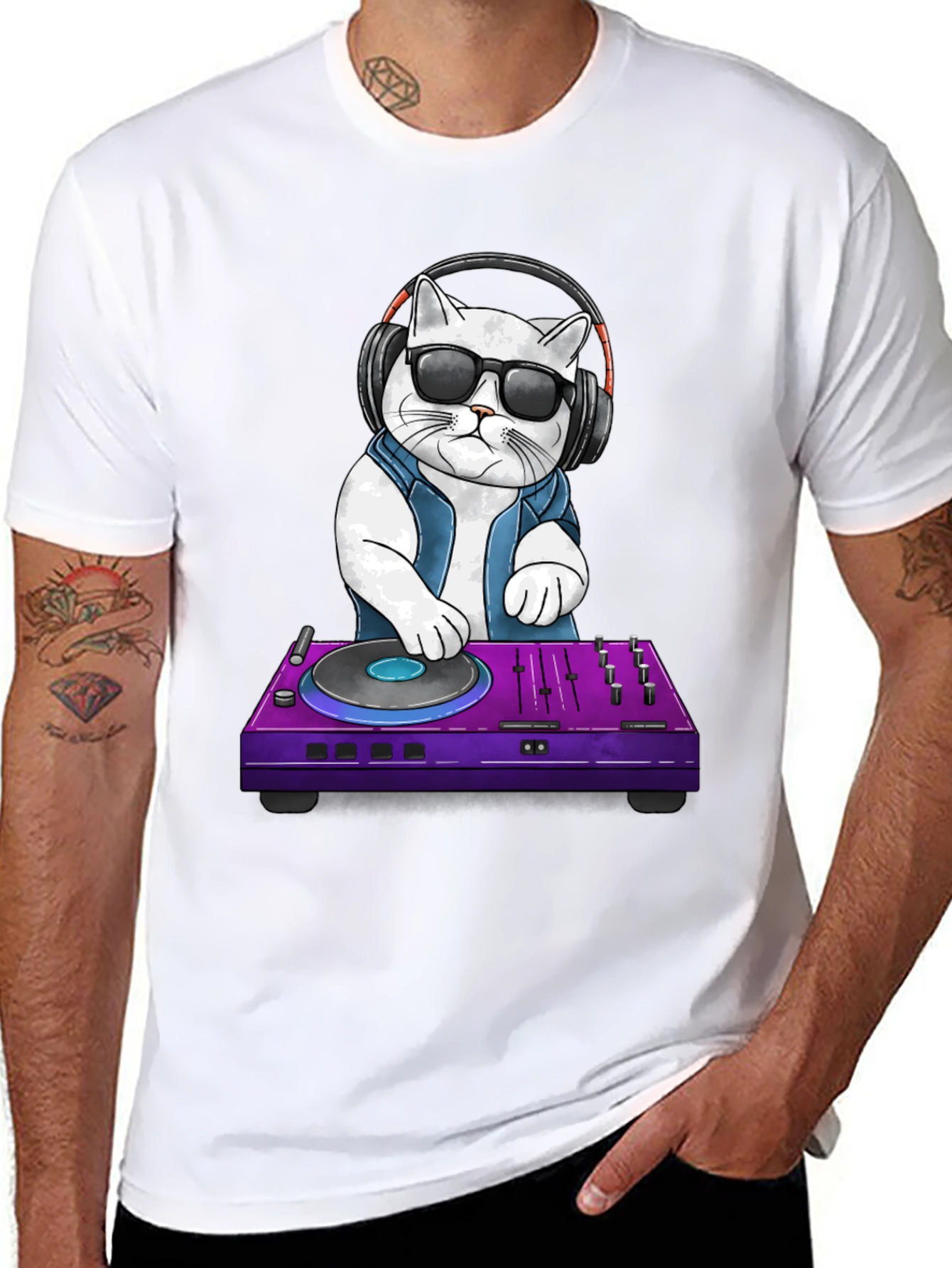 DJ Cat T-Shirt: Cool Cat with Headphones