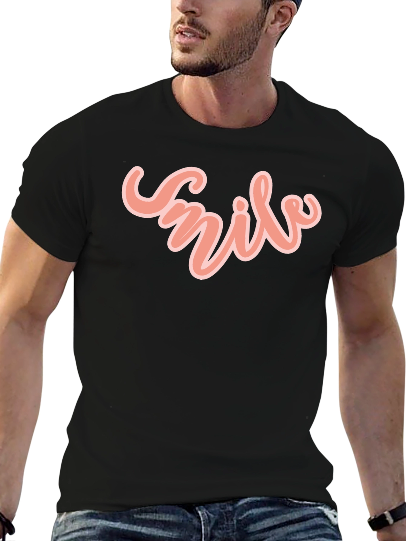 Smile Vibe Graphic Tee - Black Casual T-Shirt