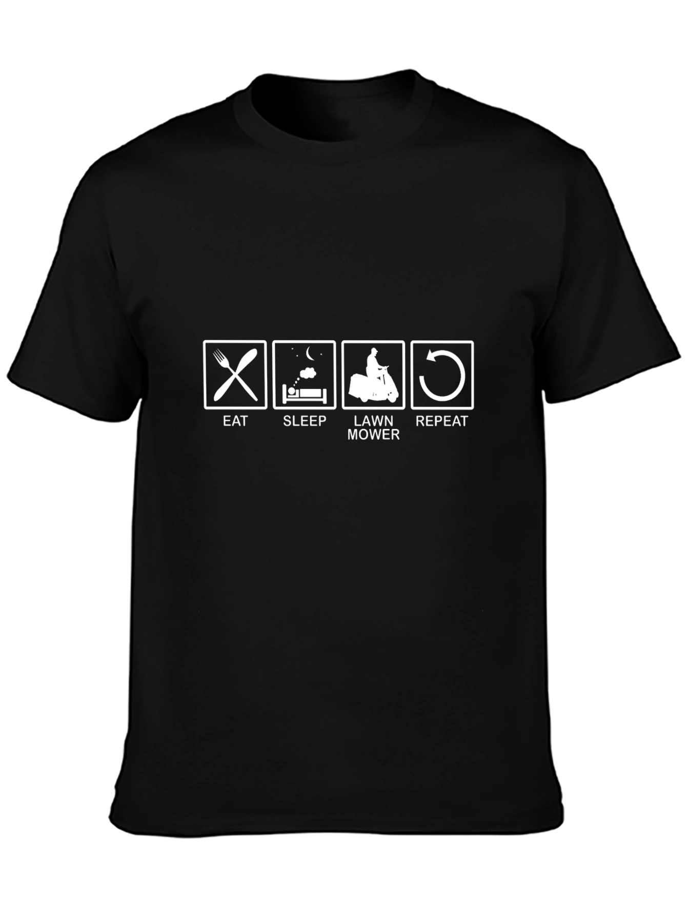 Eat Sleep Lawn Mower Repeat T-Shirt - Black