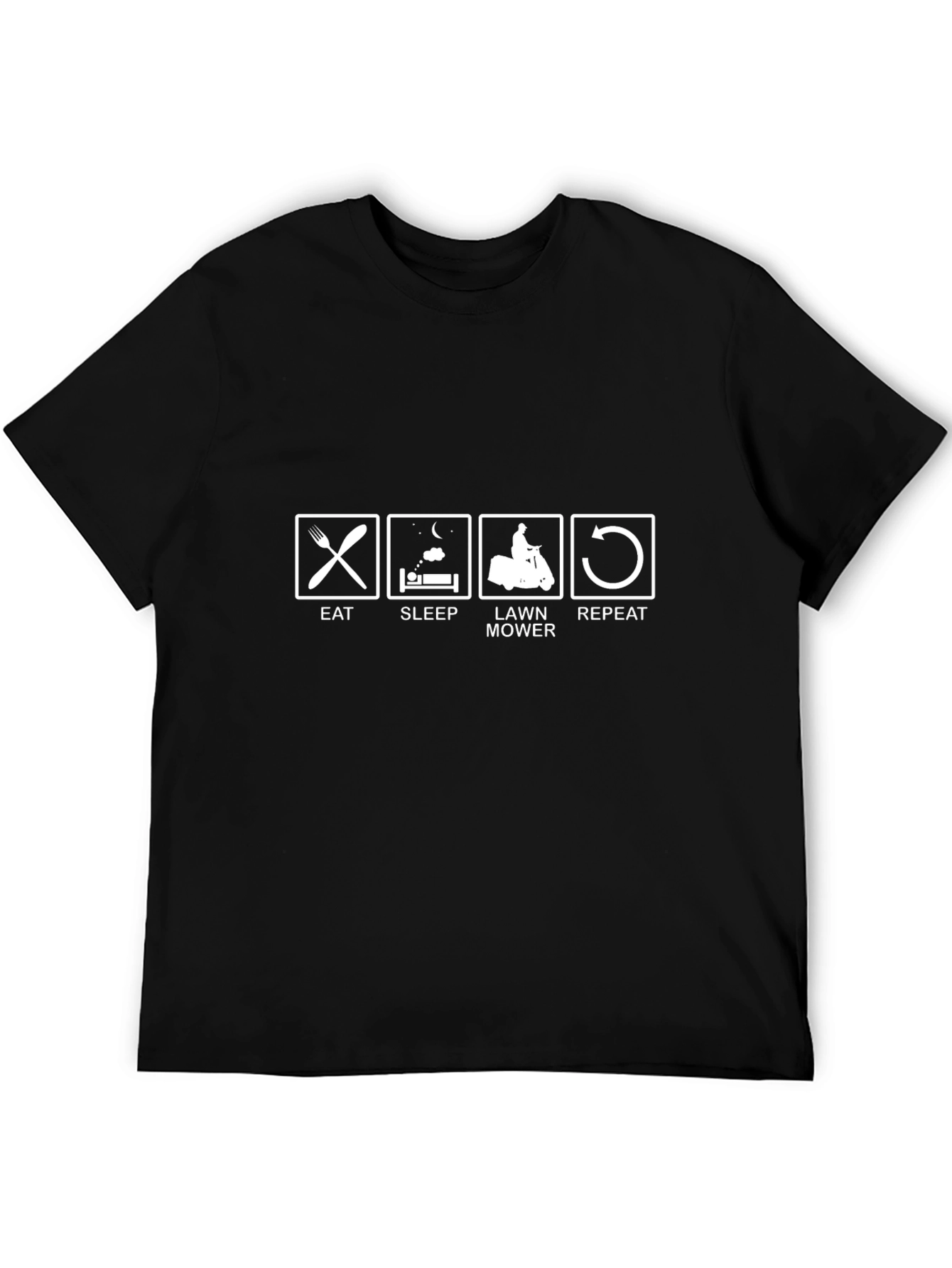 Eat Sleep Lawn Mower Repeat T-Shirt - Black