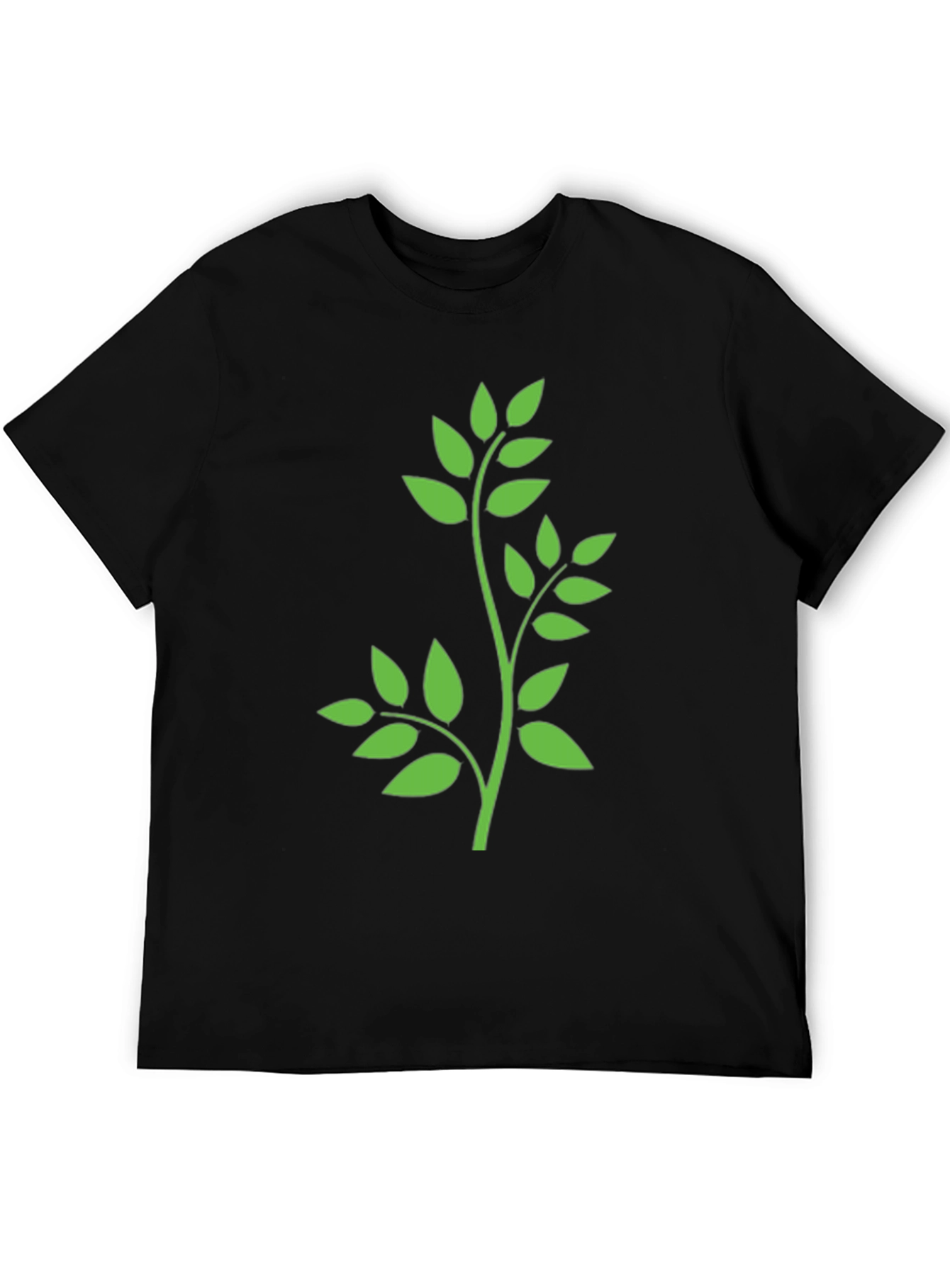 Leaf Design T-Shirt - Black Cotton Tee