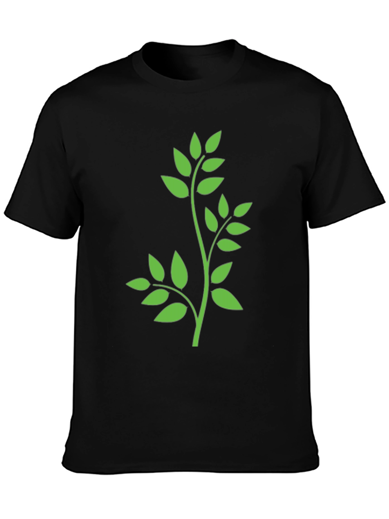 Leaf Design T-Shirt - Black Cotton Tee