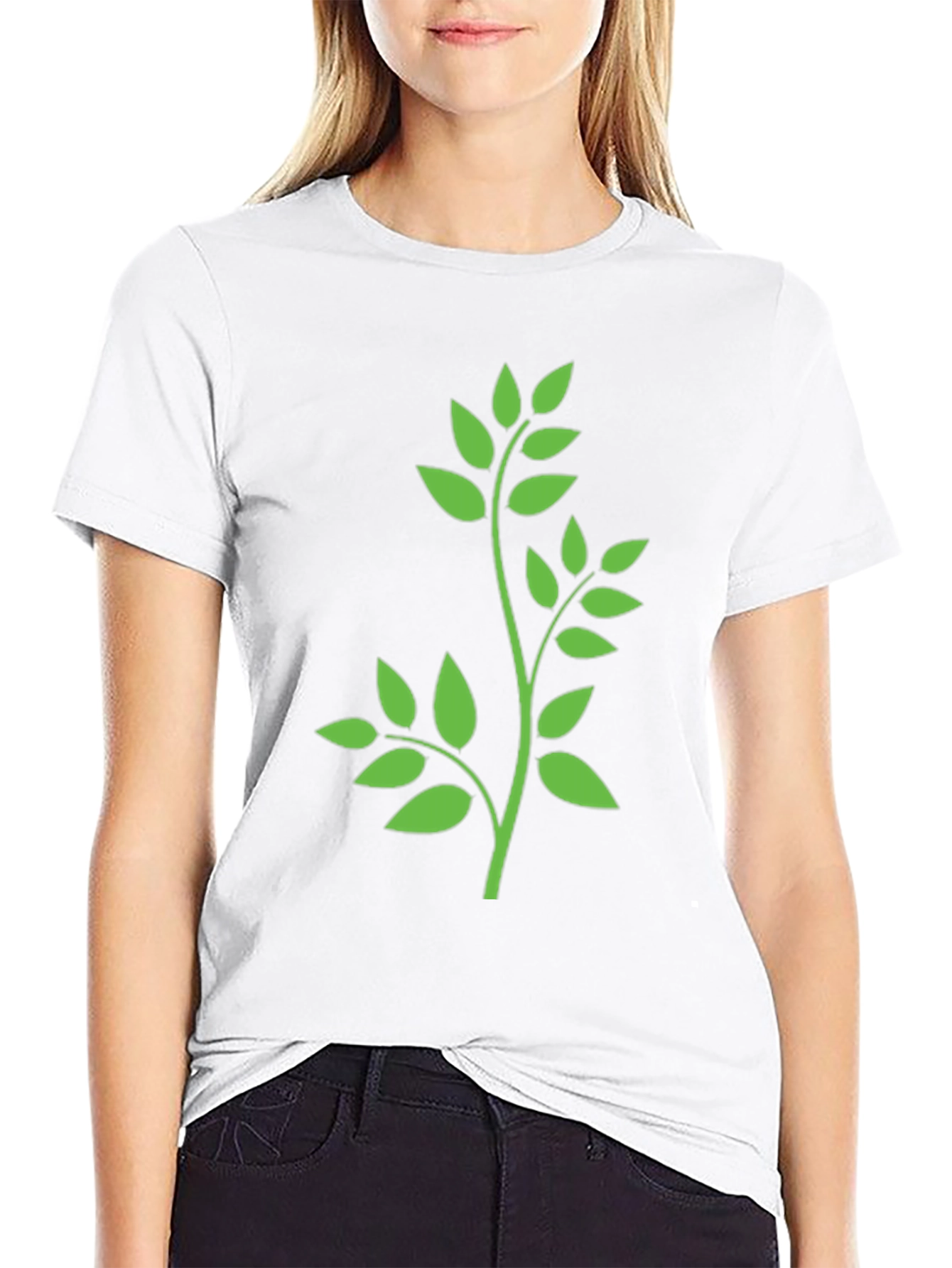 Leaf Design T-Shirt - Black Cotton Tee