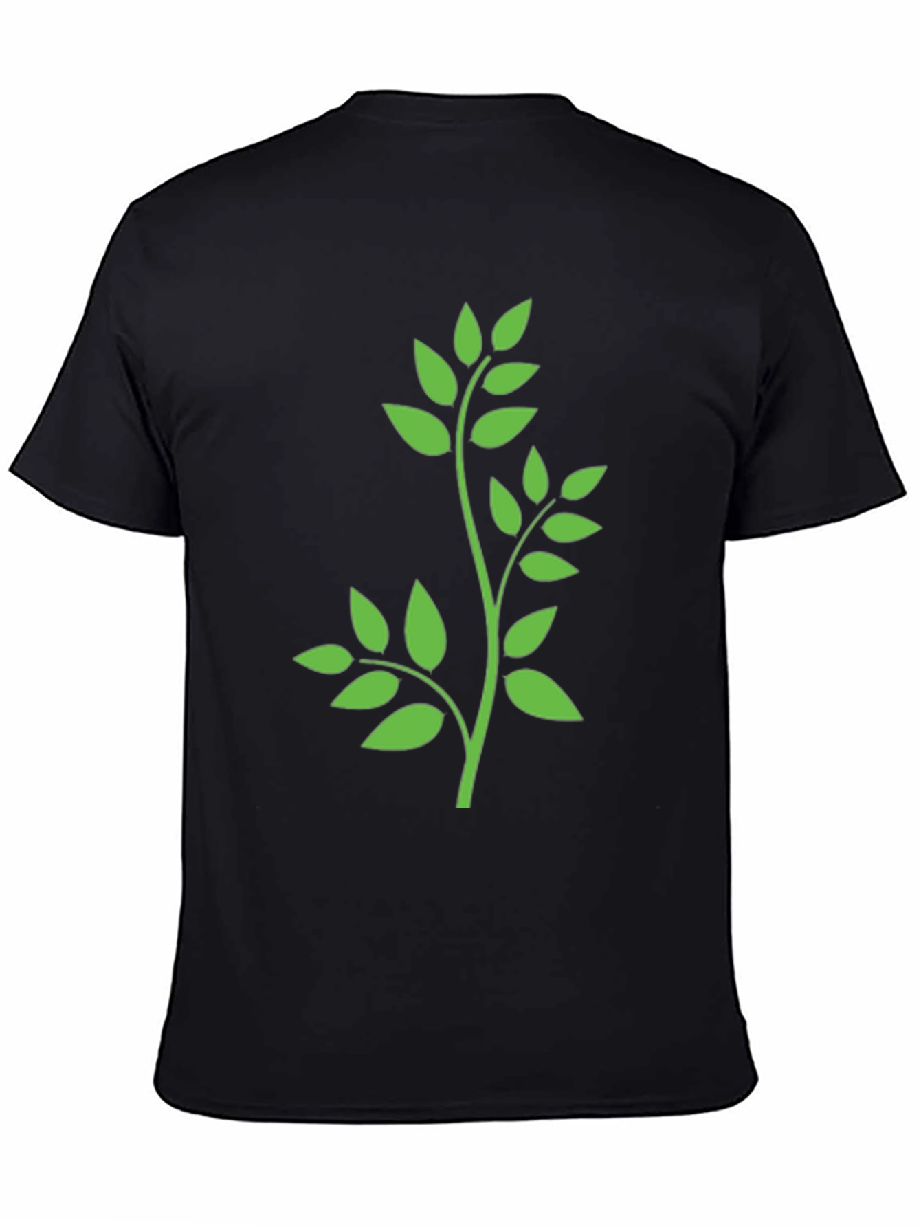 Leaf Design T-Shirt - Black Cotton Tee