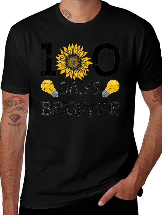 100 Days Brighter Sunflower Graphic T-Shirt