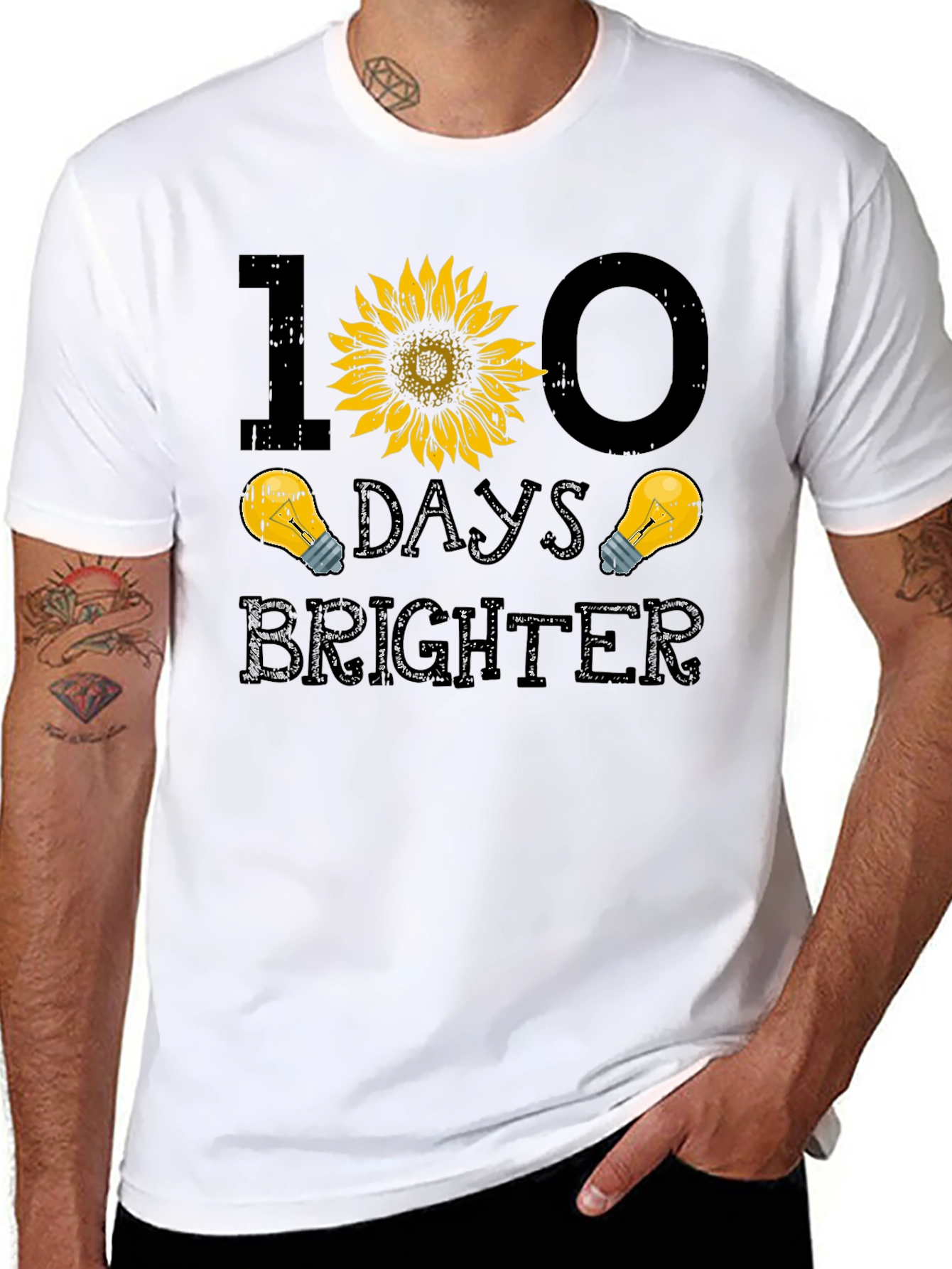 100 Days Brighter Sunflower Graphic T-Shirt