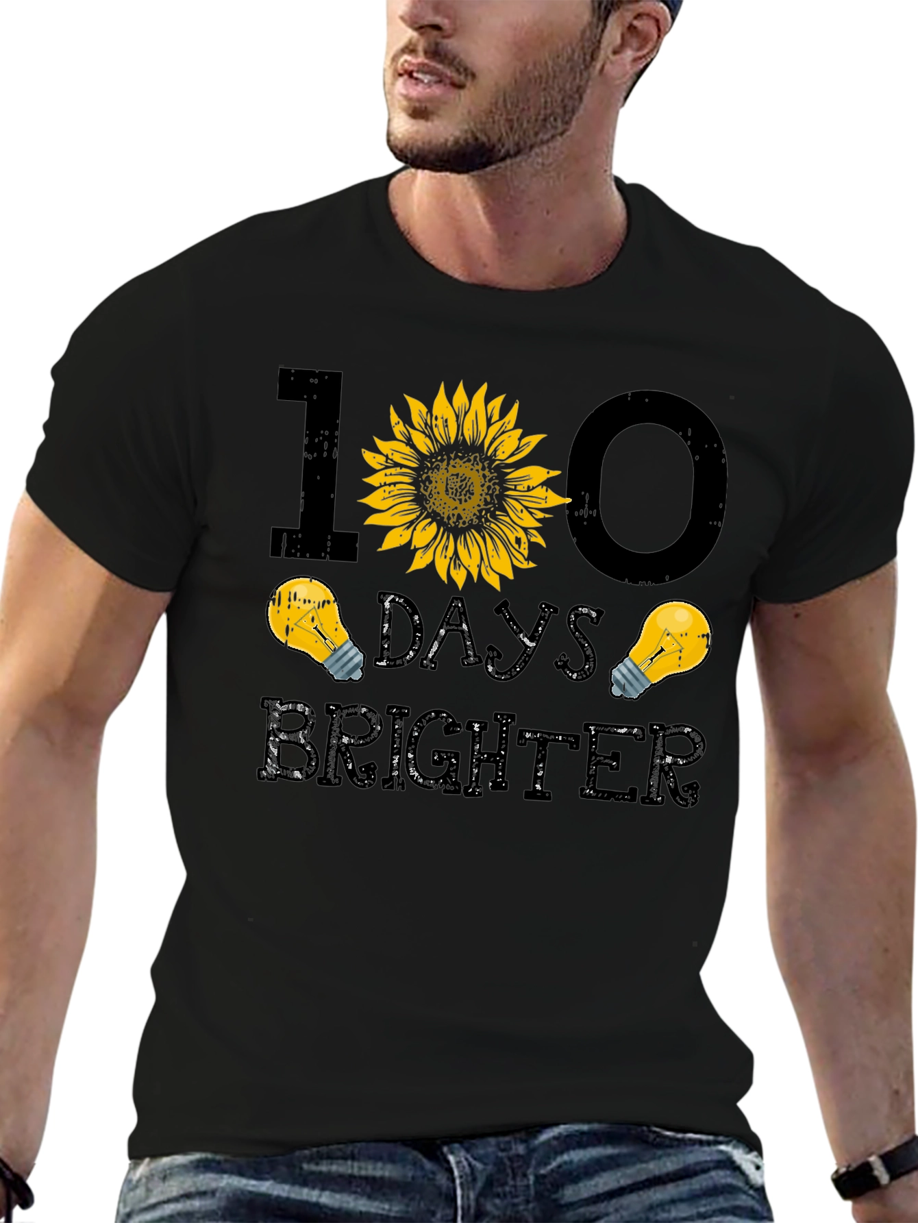 100 Days Brighter Sunflower Graphic T-Shirt
