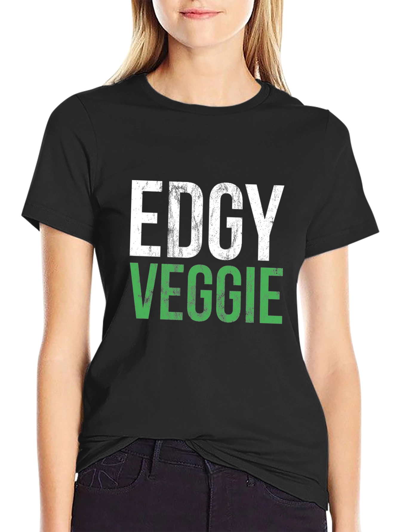 Edgy Veggie Graphic T-Shirt - Black