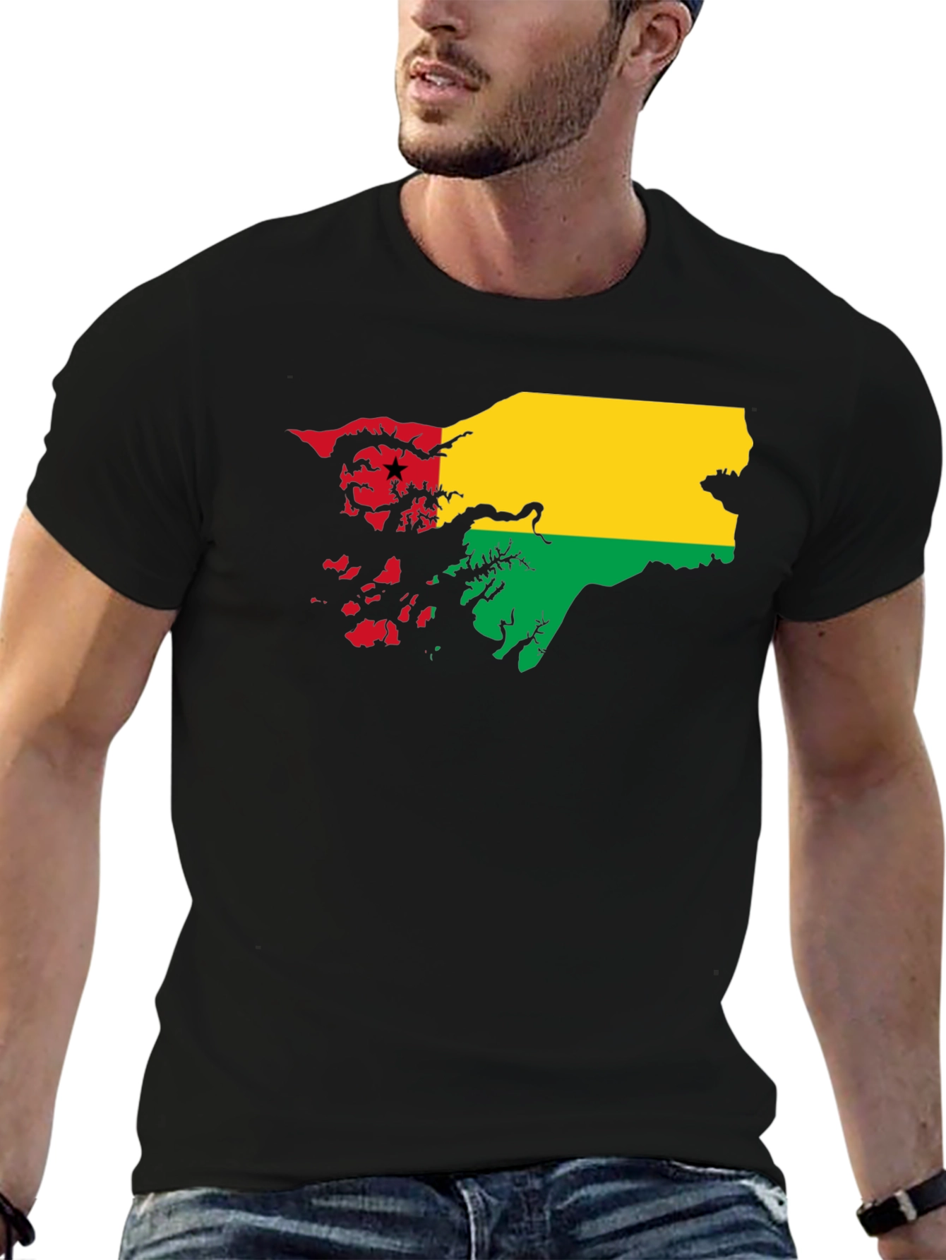 Guinea-Bissau Flag T-Shirt - Black Cotton Tee