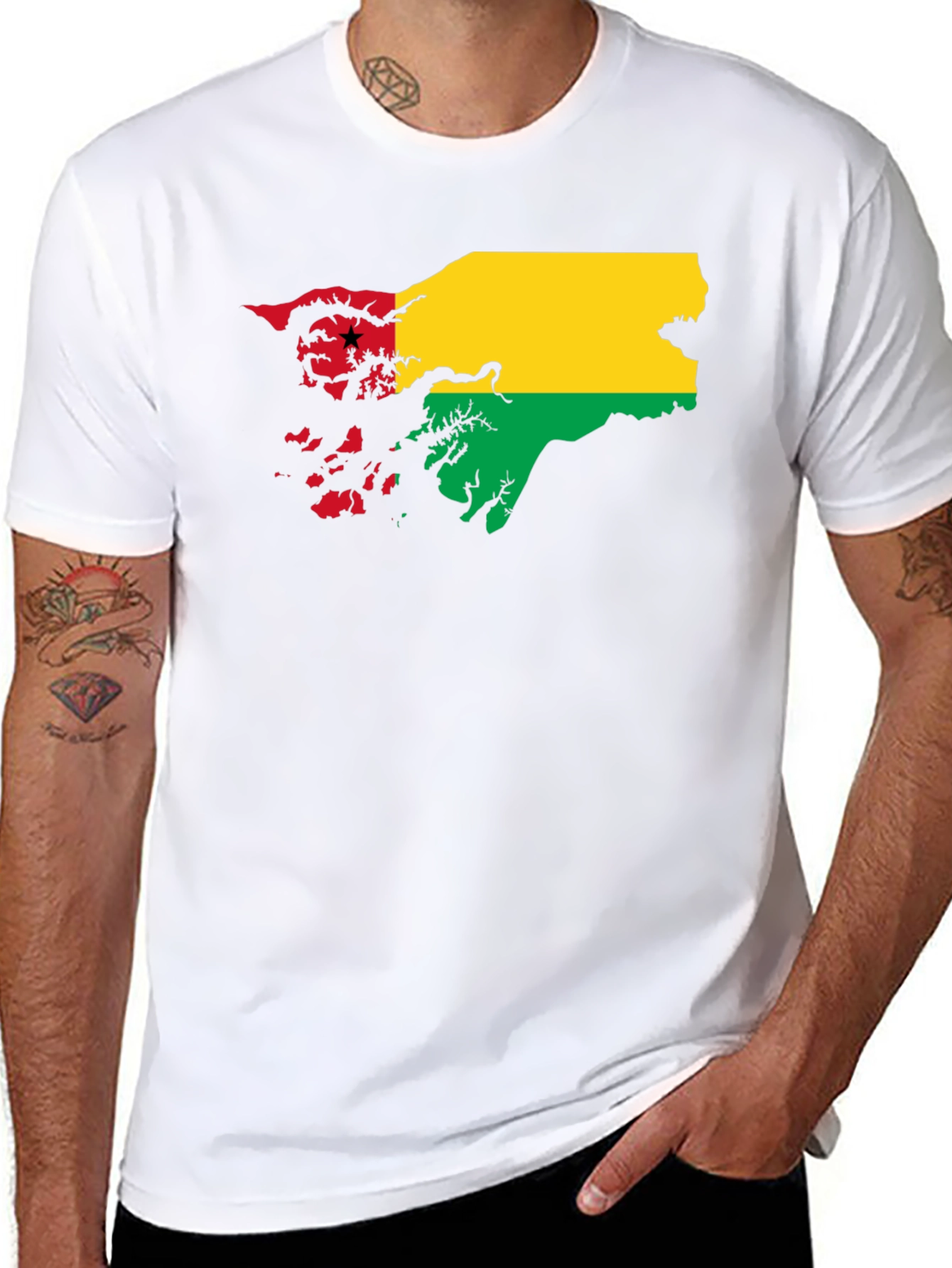 Guinea-Bissau Flag T-Shirt - Black Cotton Tee