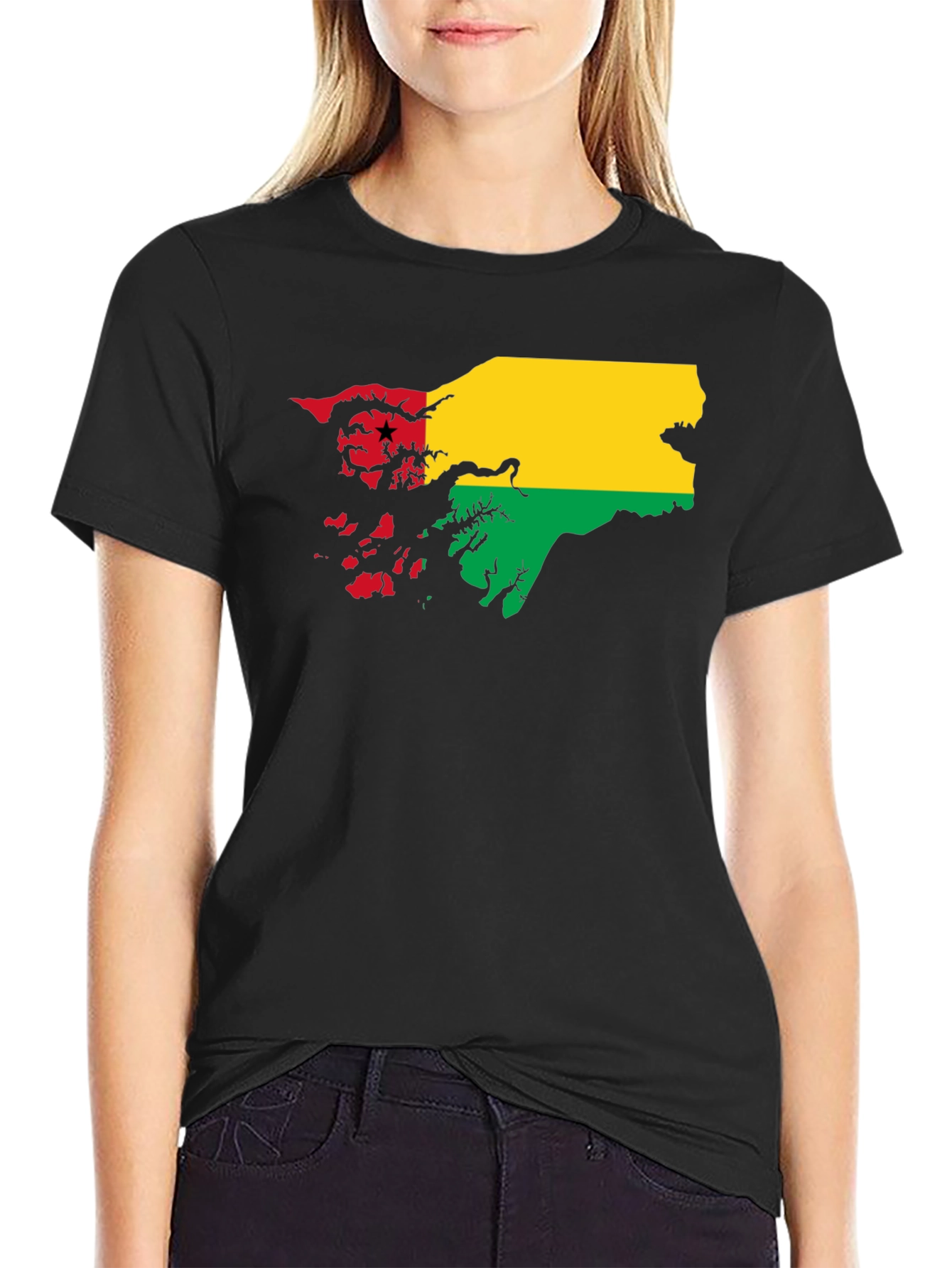Guinea-Bissau Flag T-Shirt - Black Cotton Tee